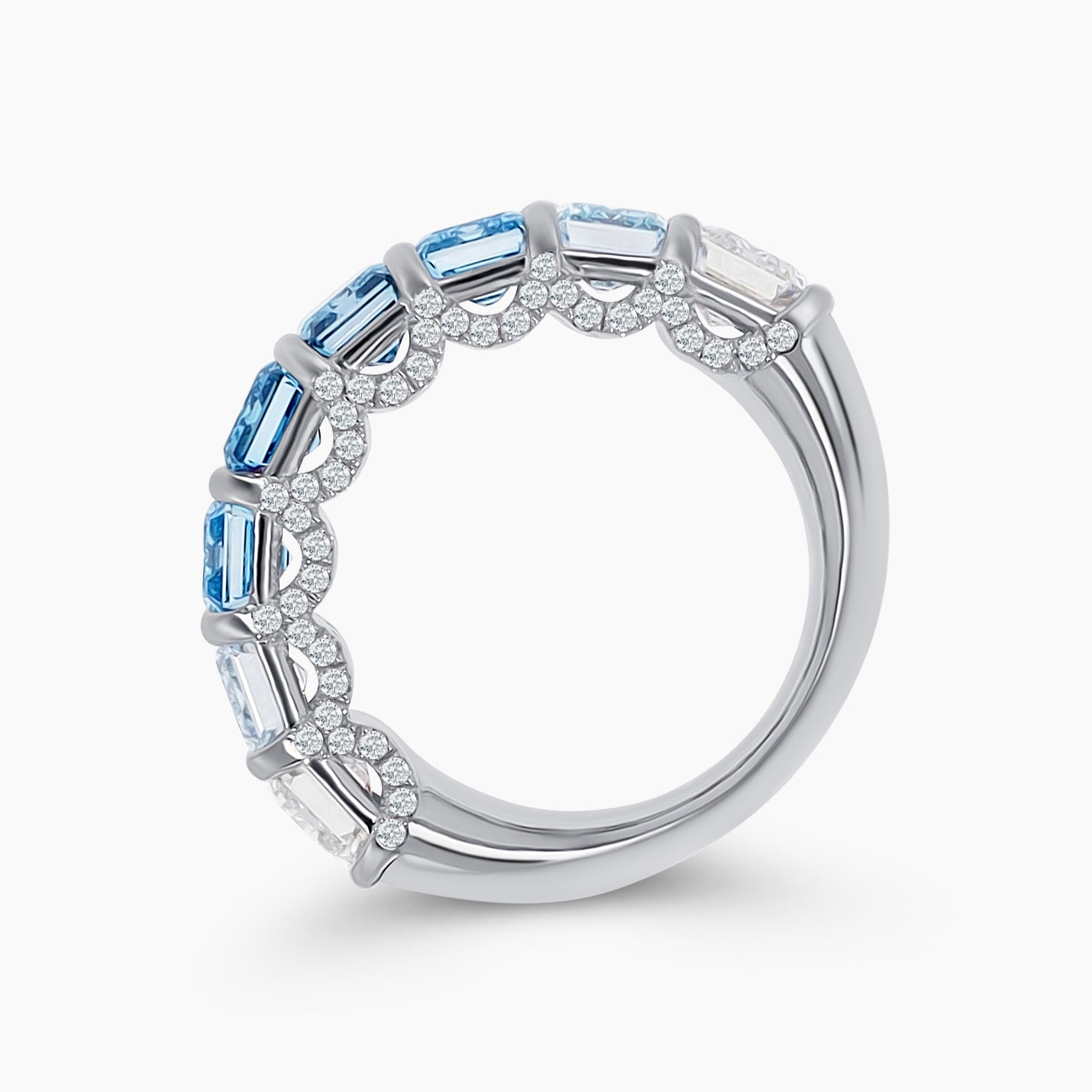 Blue Ombré Lab Diamond Half Anniversary Band