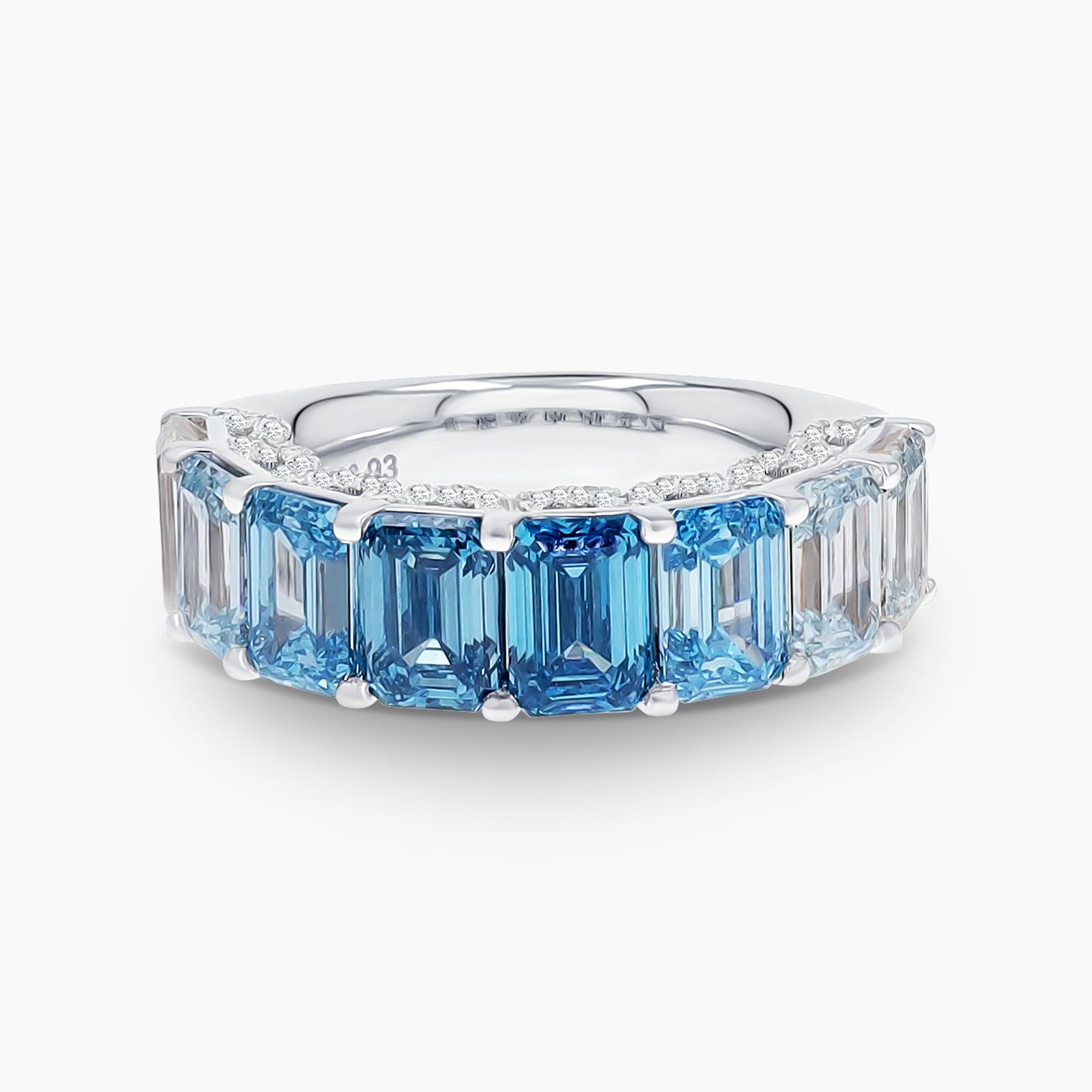 Blue Ombré Lab Diamond Half Anniversary Band