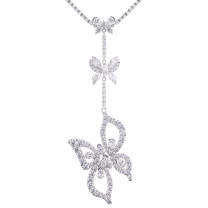 Metamorphosis Couture Diamond Lariat Necklace W/ Butterfly