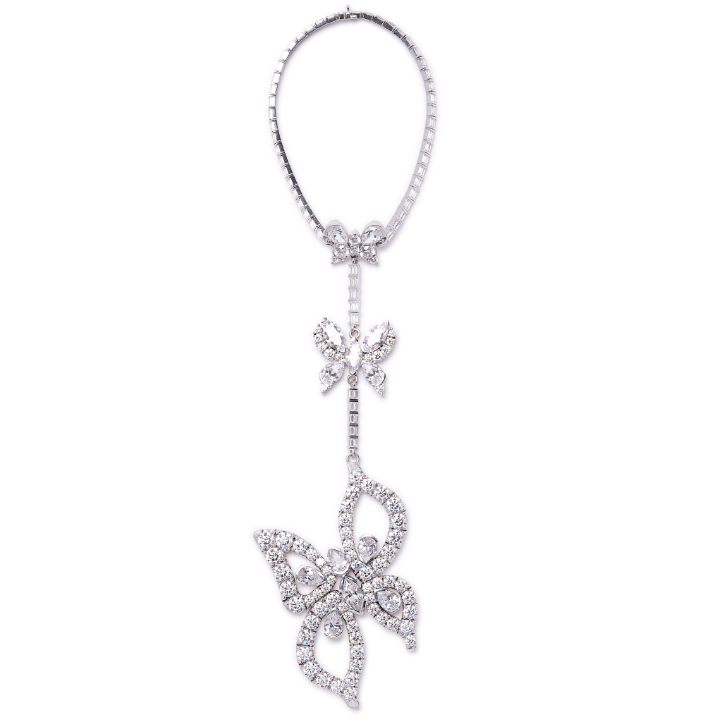 Metamorphosis Couture Diamond Lariat Necklace W/ Butterfly