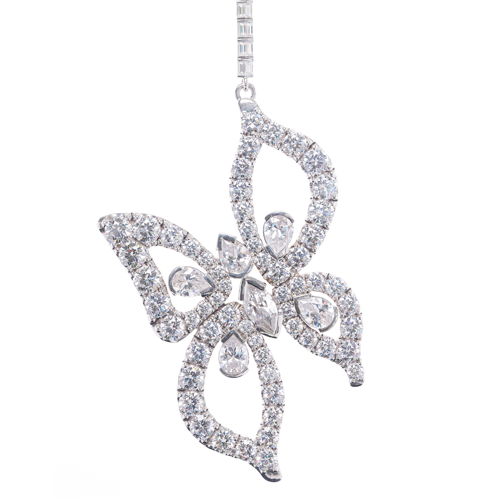 Metamorphosis Couture Diamond Lariat Necklace W/ Butterfly