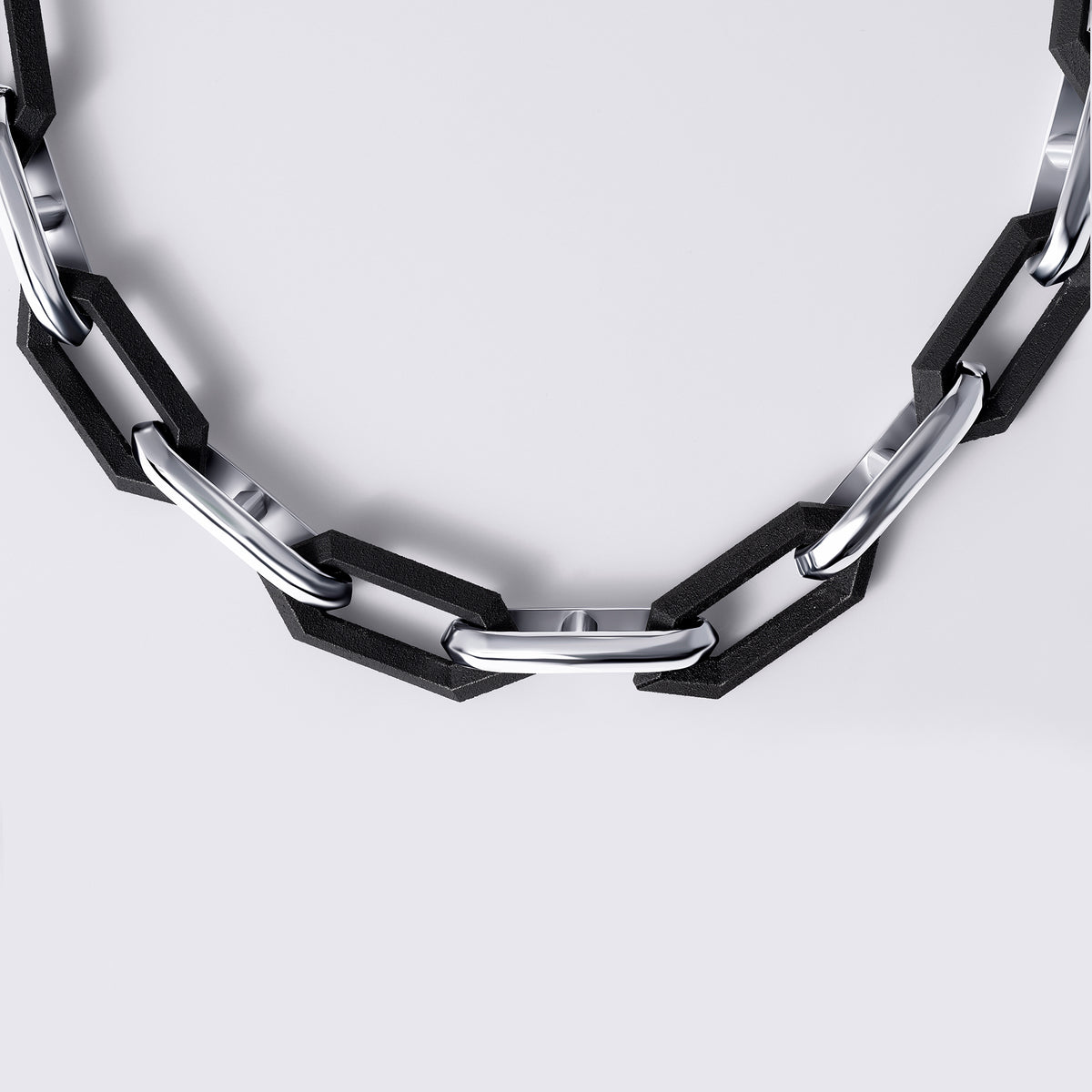 Heavy Legacy Link Alternating Silver and Black Titanium Necklace