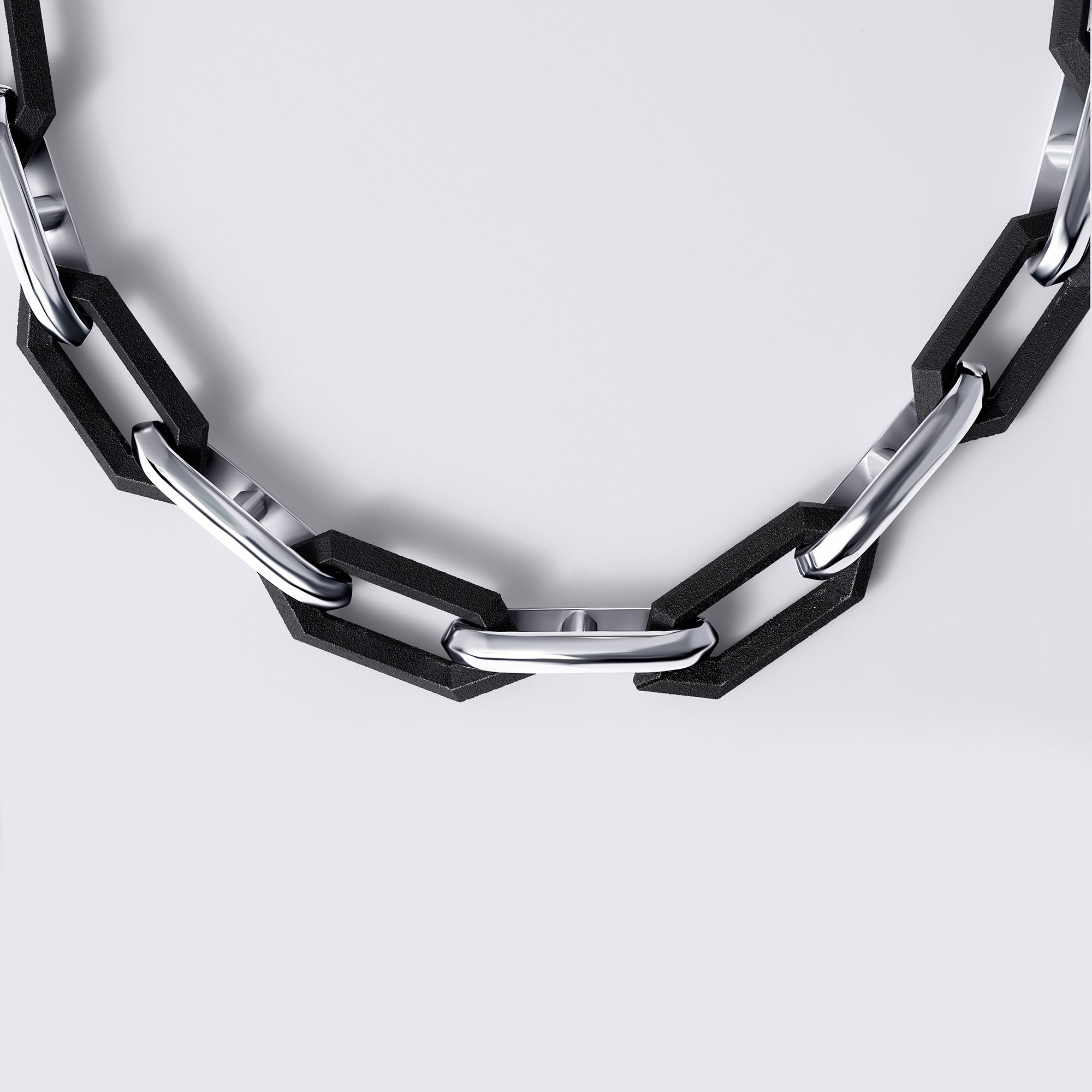 Heavy Legacy Link Alternating Silver and Black Titanium Necklace