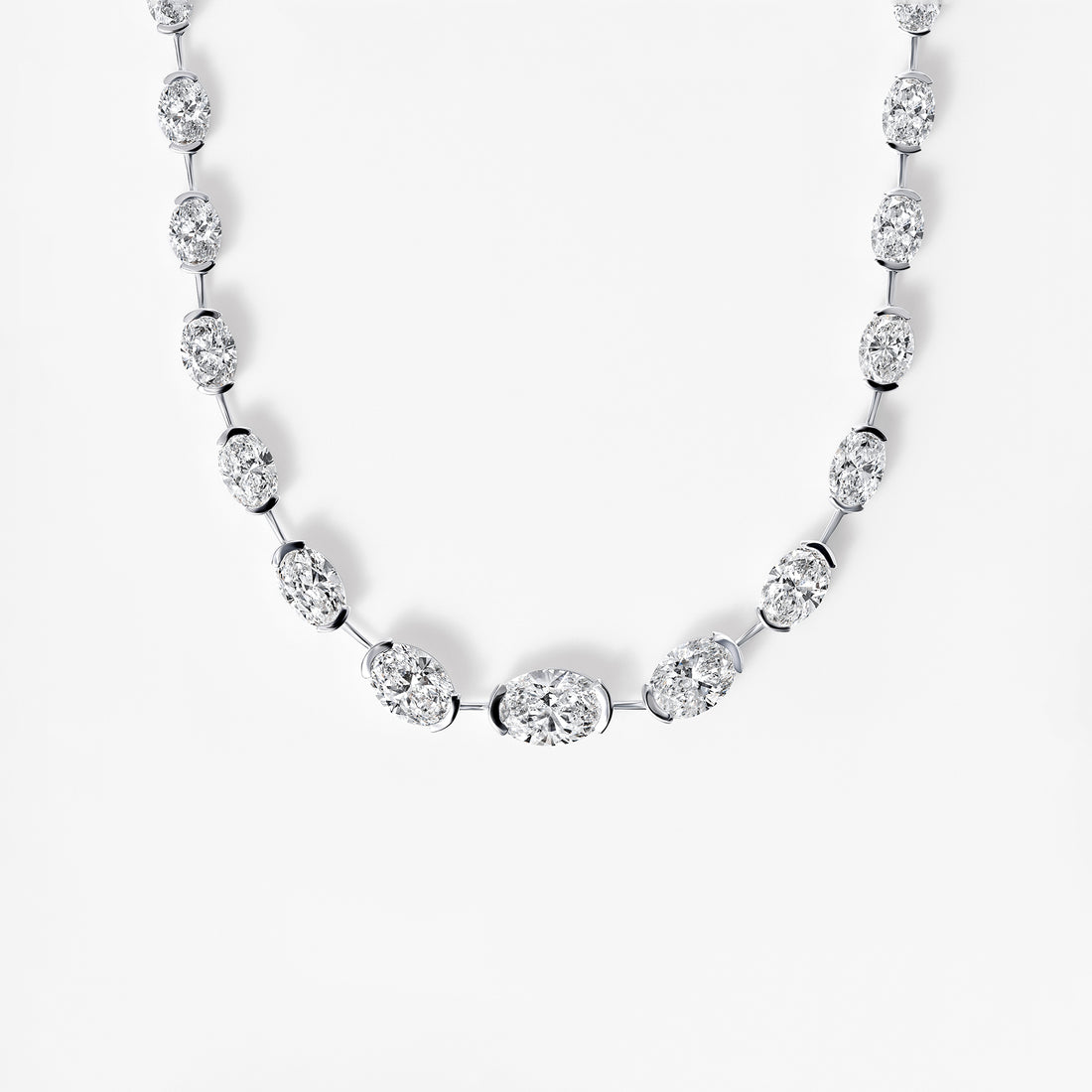 Oval Diamond Half Bezel Wire Necklace