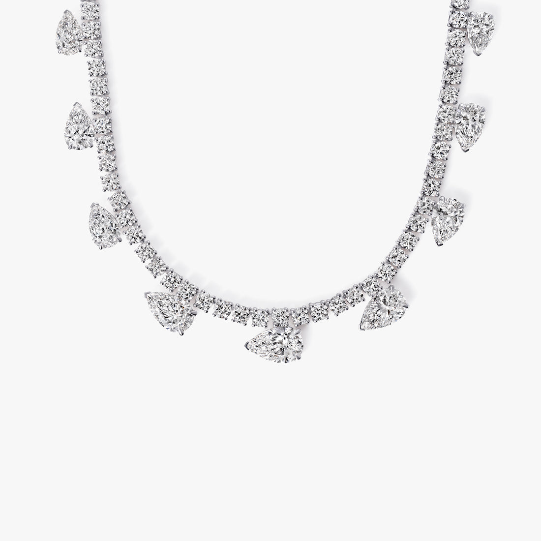 Pear Diamond Station Tennis Necklace