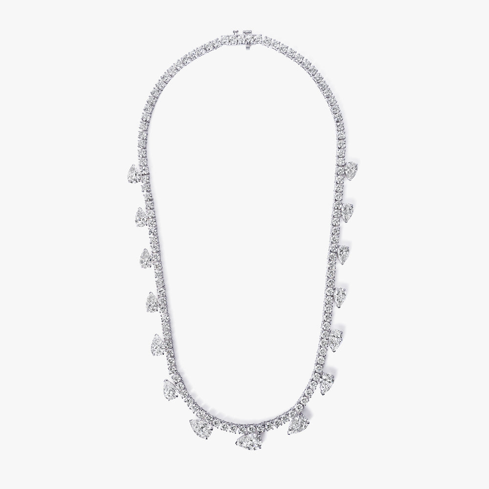 Pear Diamond Station Tennis Necklace