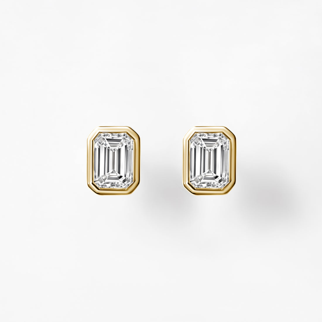 Emerald Diamond Bezel Stud Earrings