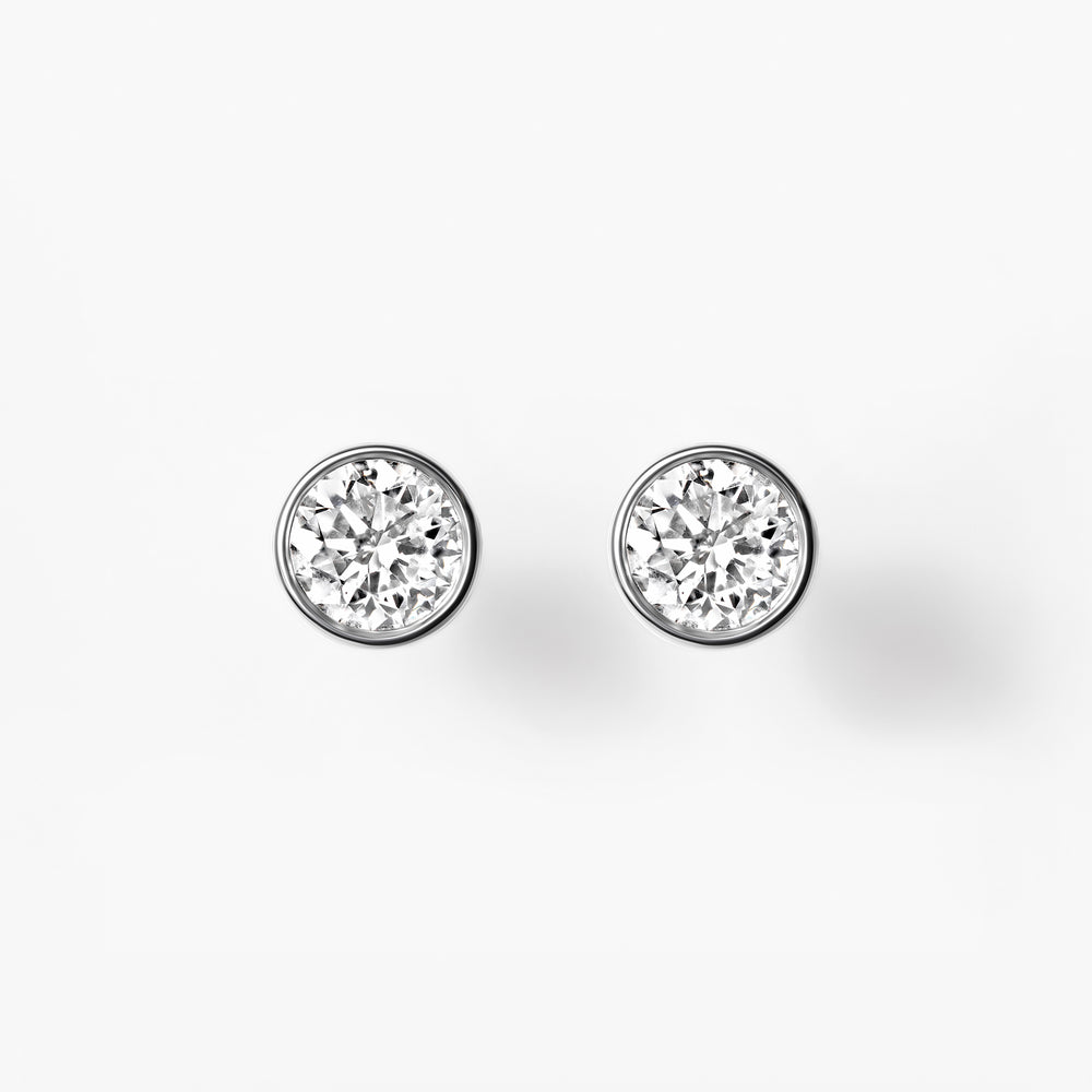 Round Diamond Bezel Stud Earrings