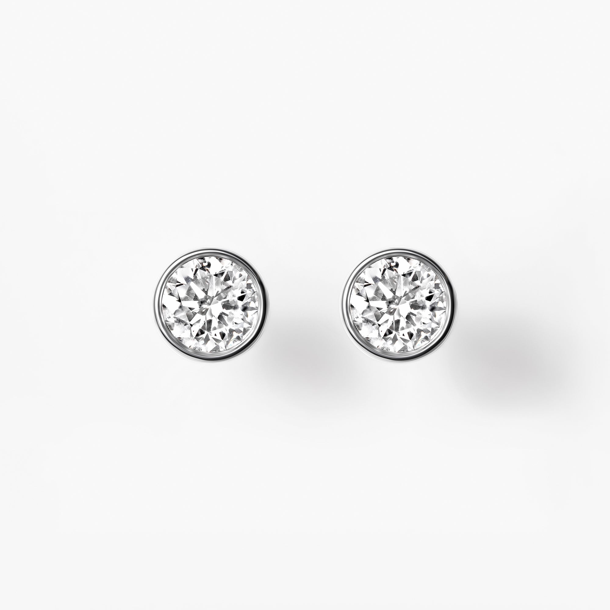 Bezel Set Round Diamond Stud Earrings