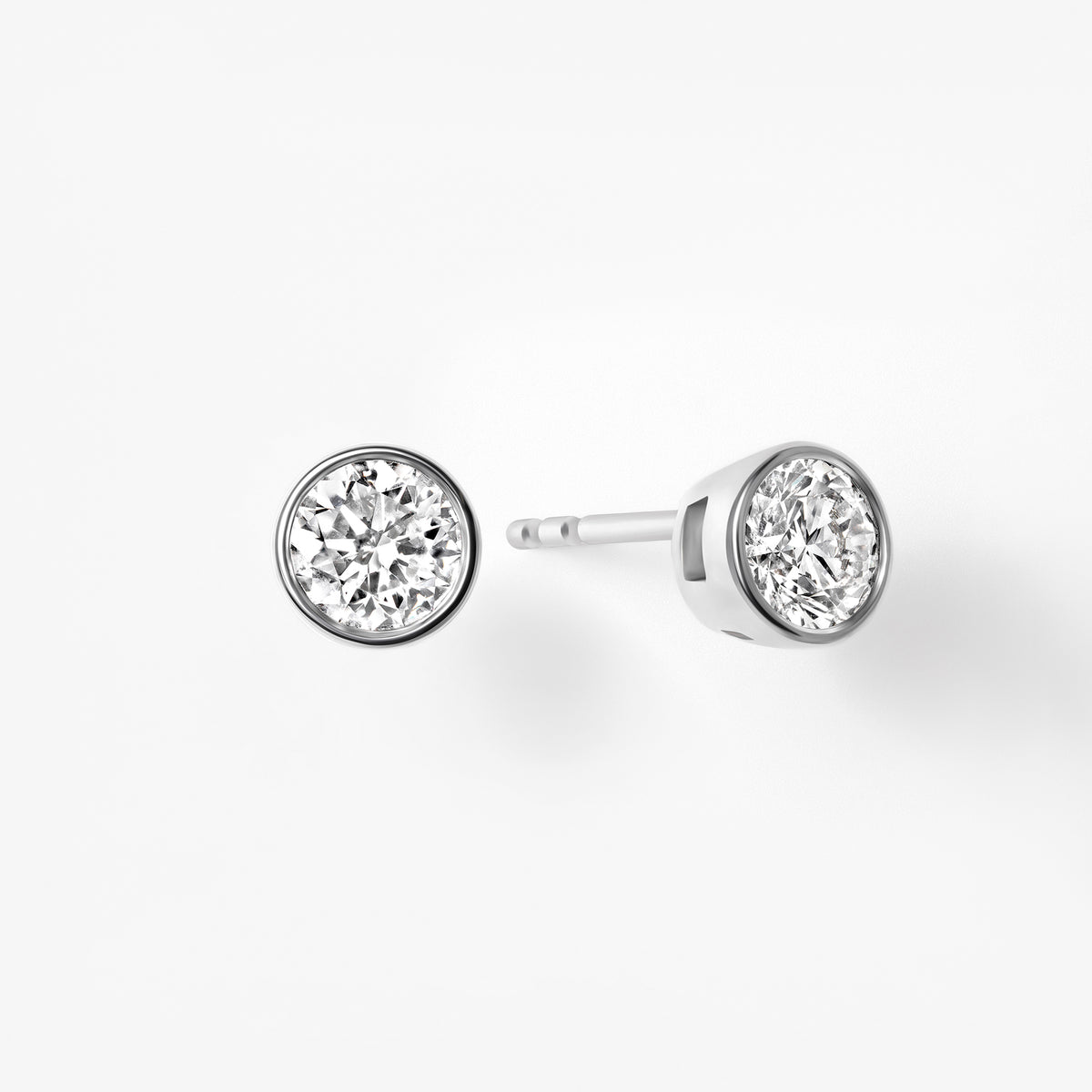 Bezel Set Round Diamond Stud Earrings