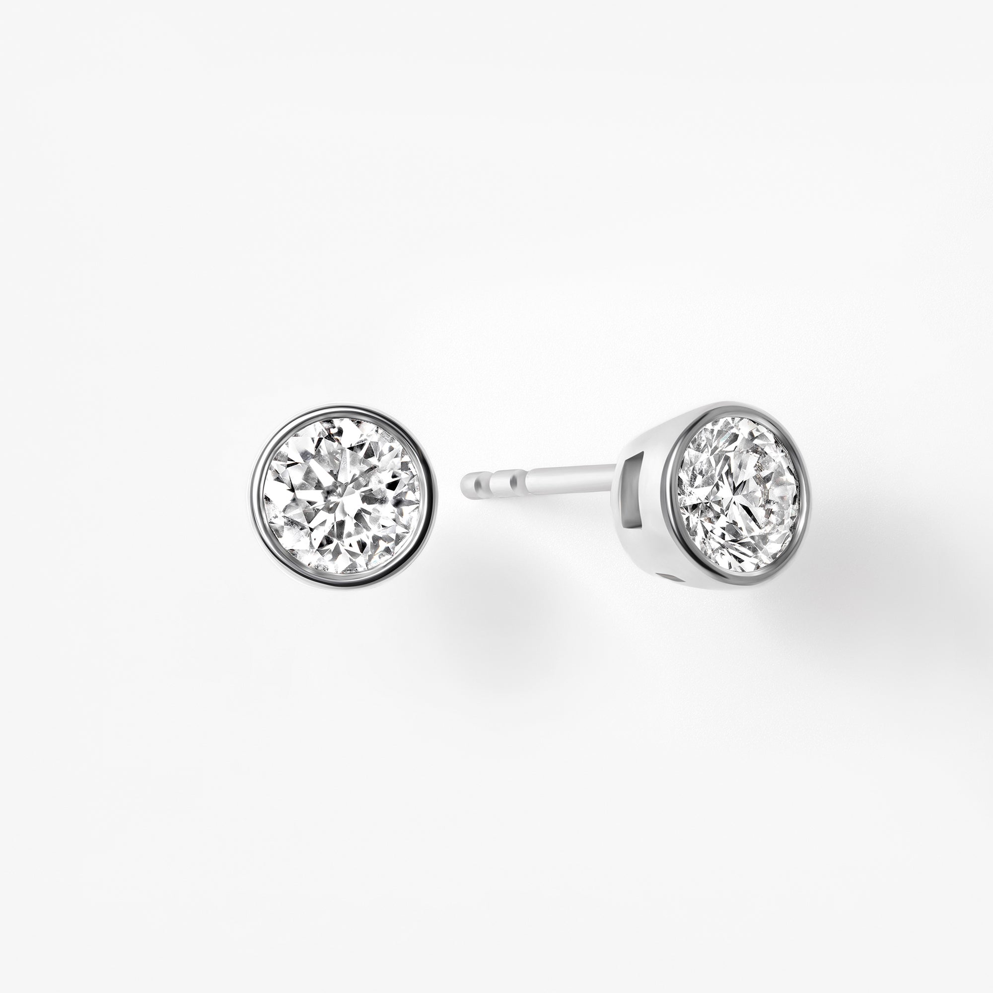 Bezel Set Round Diamond Stud Earrings