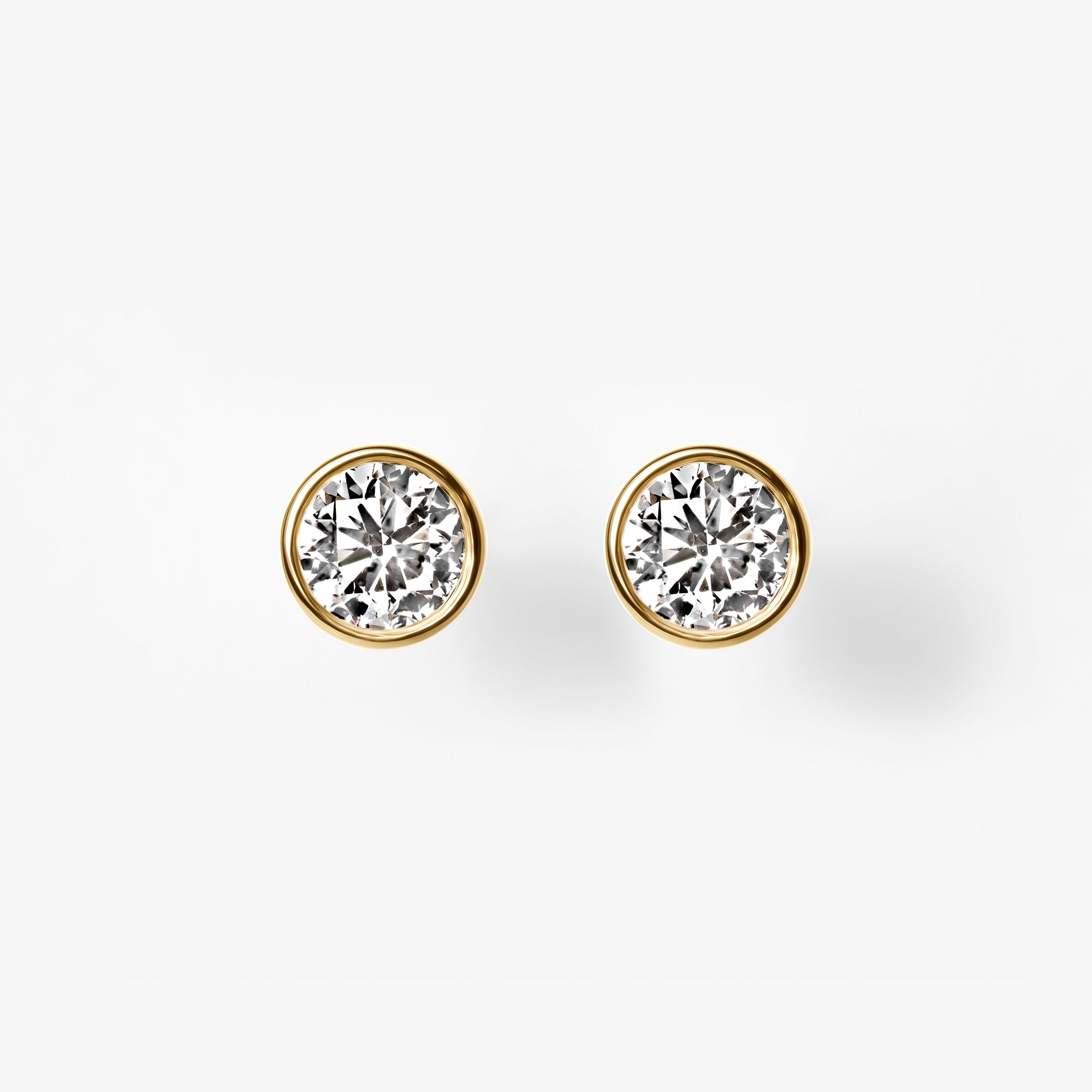 Bezel Set Round Diamond Stud Earrings