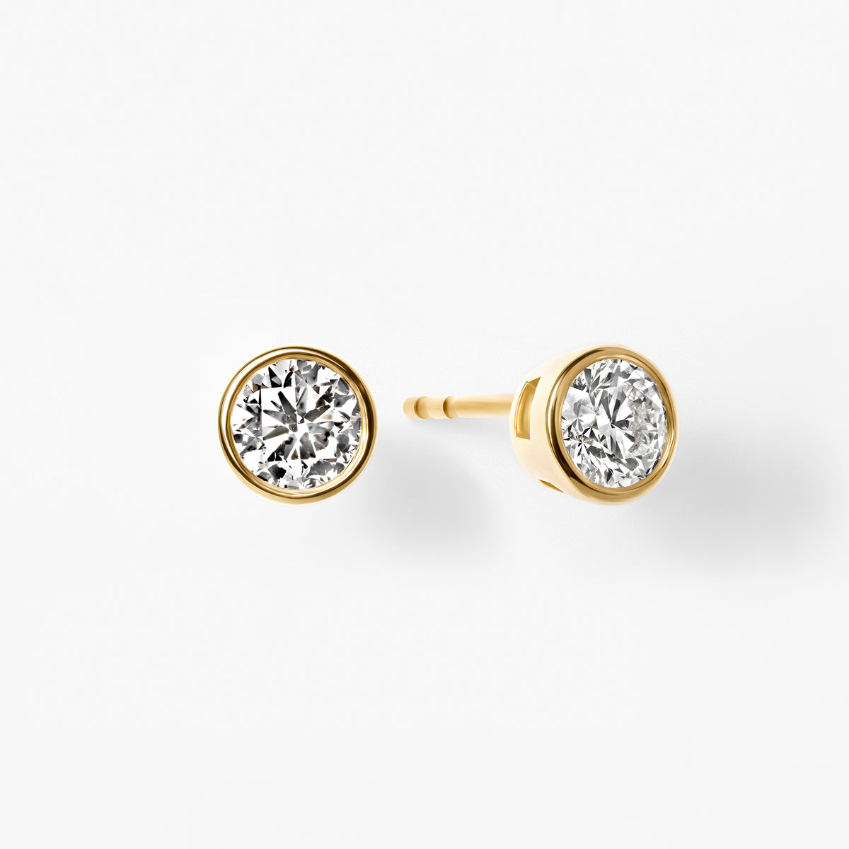 Bezel Set Round Diamond Stud Earrings