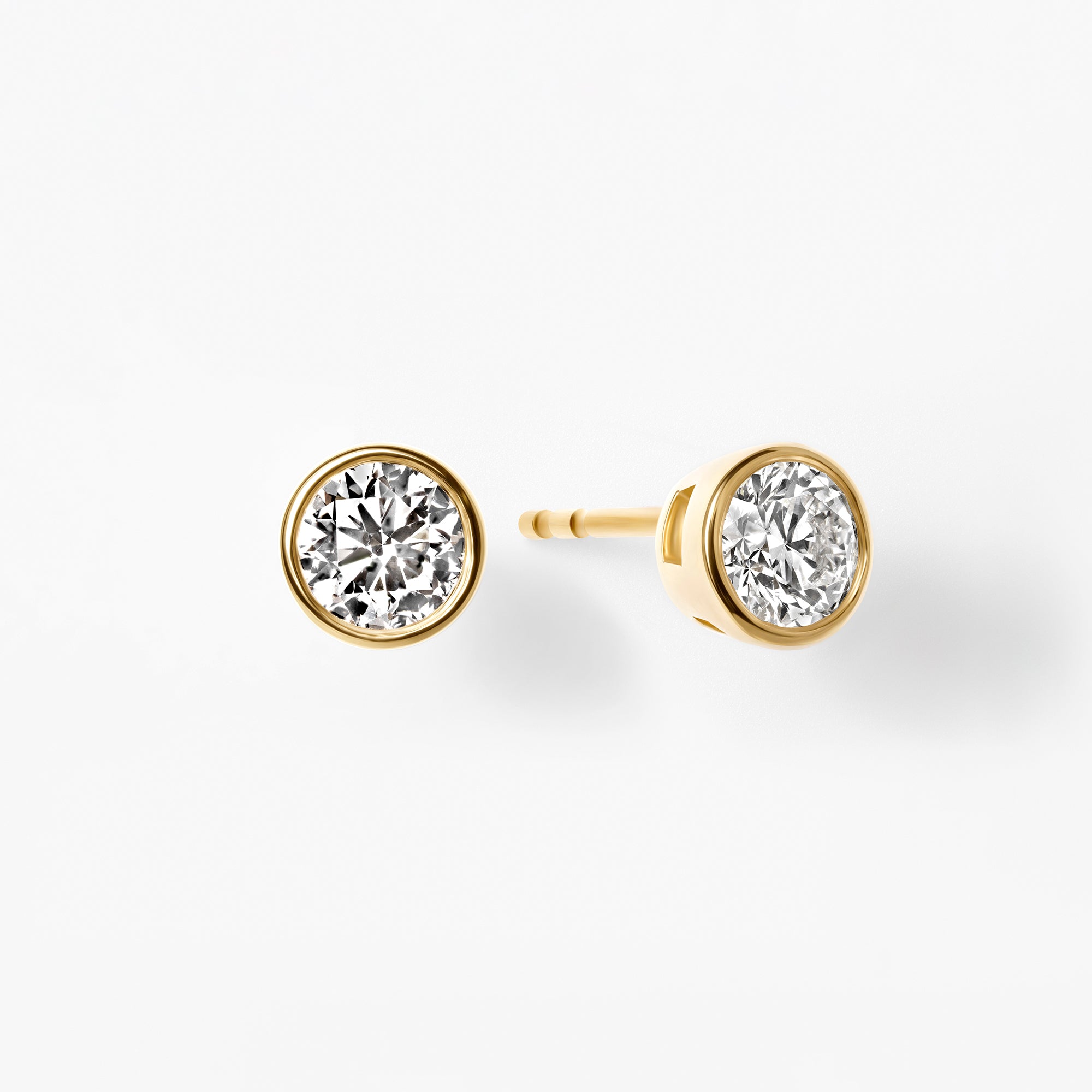 Bezel Set Round Diamond Stud Earrings