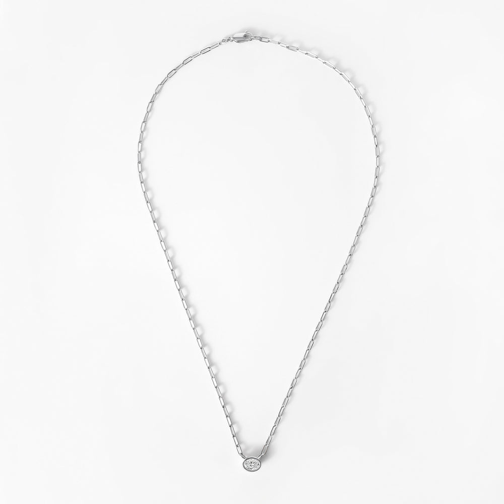 Oval Diamond Bezel Paperclip Necklace