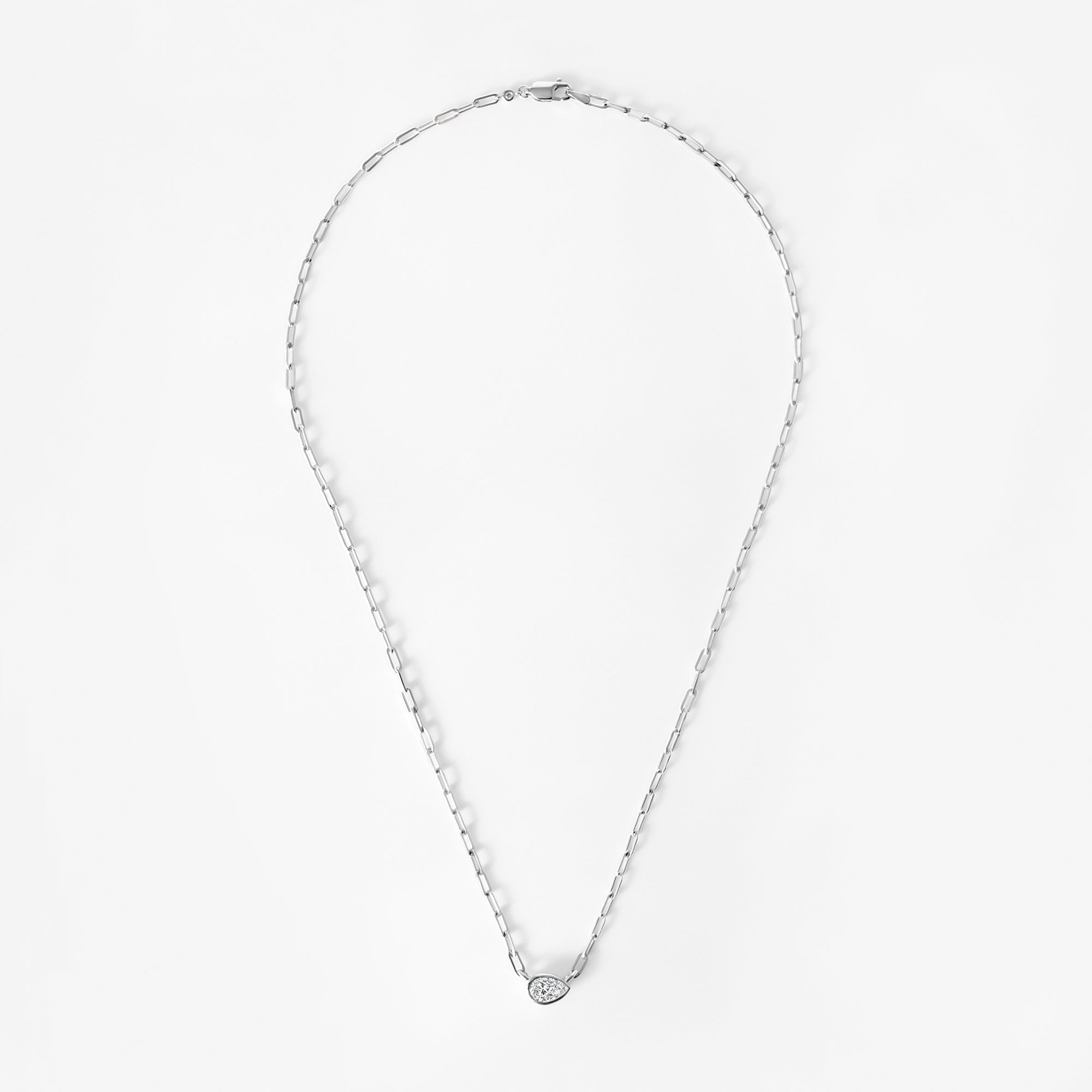 Bezel Set Pear Diamond Paperclip Necklace