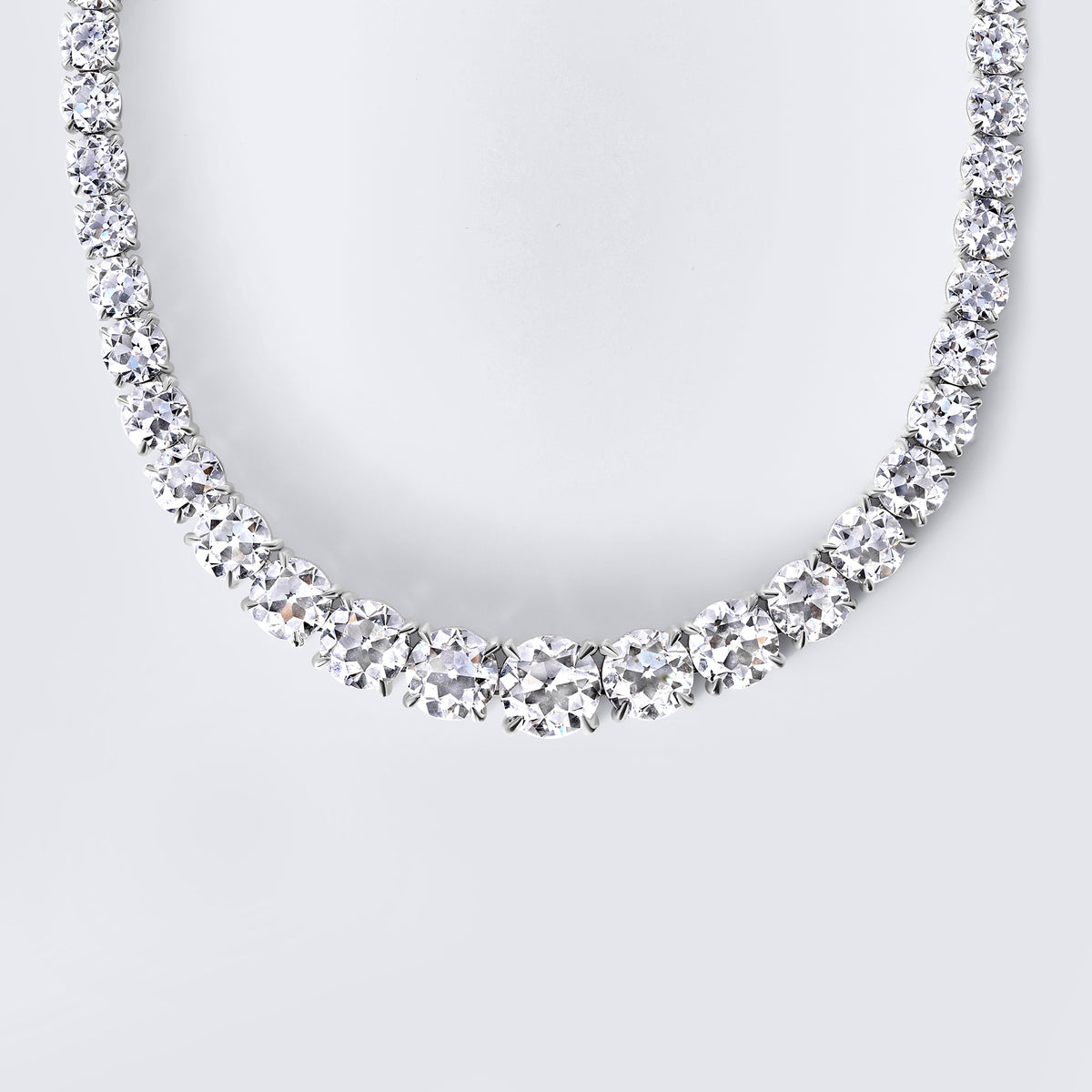 European Cut Riviera Necklace (106.41CTW), White Gold