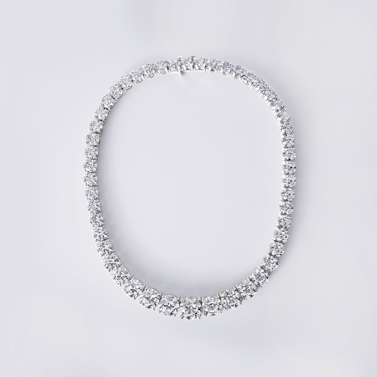 European Cut Riviera Necklace (106.41CTW), White Gold