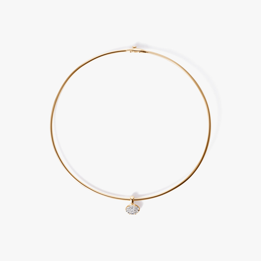 Oval Diamond Pendant On Collar Necklace