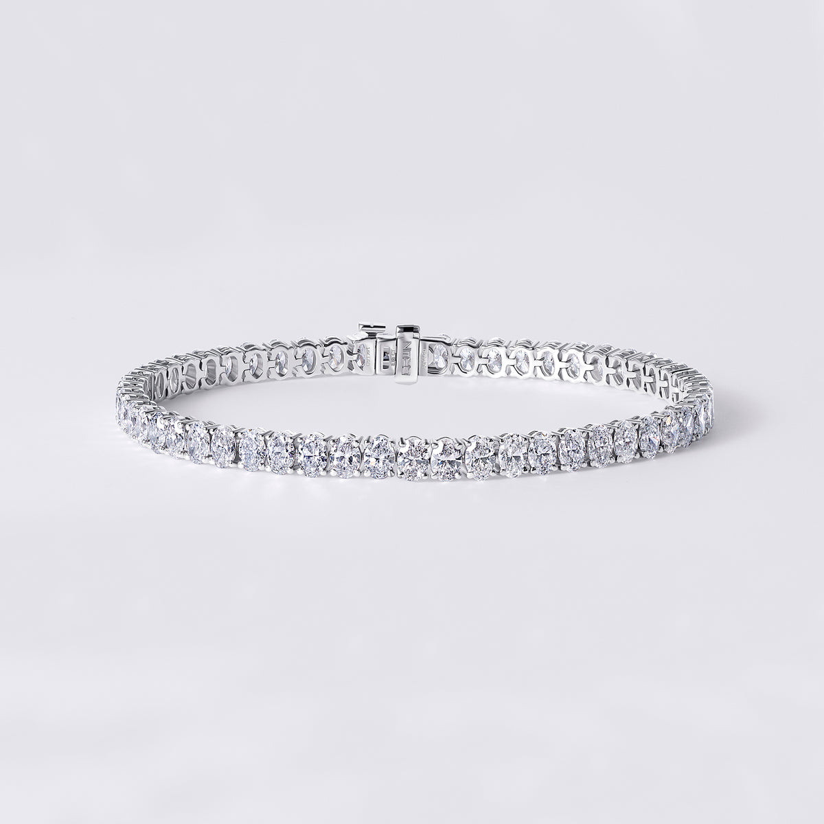 Oval Shaped Diamond Tennis Bracelet, White Gold