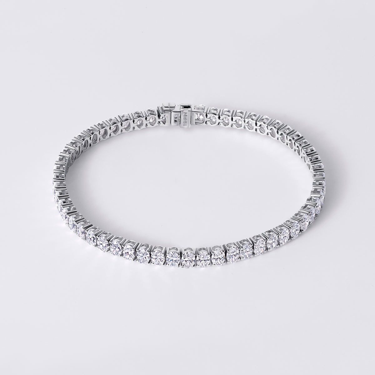 Oval Shaped Diamond Tennis Bracelet, White Gold
