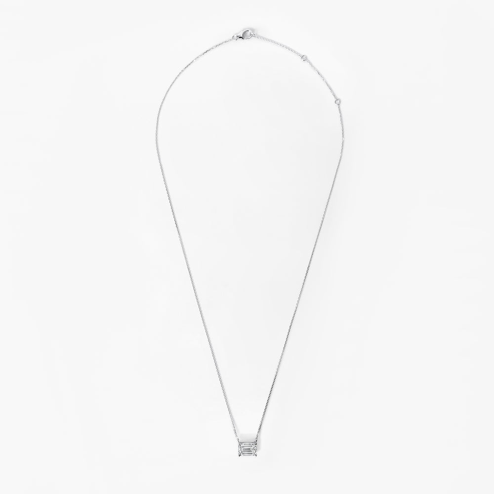 Emerald Diamond Solitaire Pendant Necklace