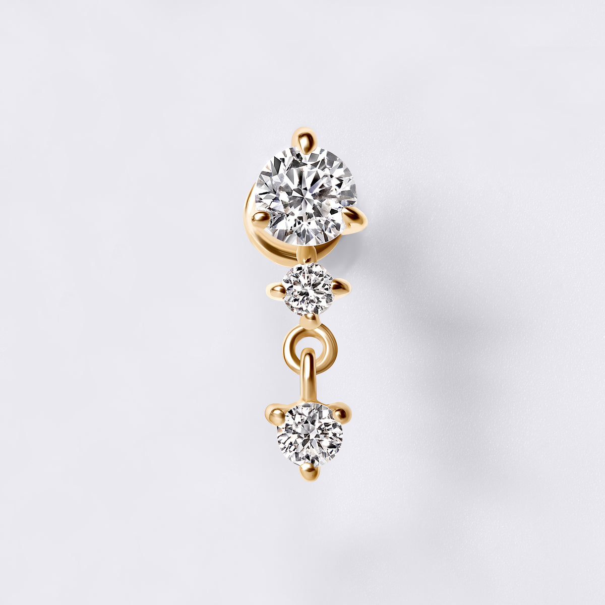 Round Diamond Prong Set Triple Drop Earrings