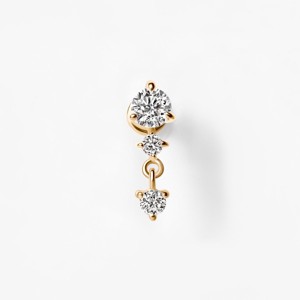 Round Diamond Prong Set Triple Drop Earrings