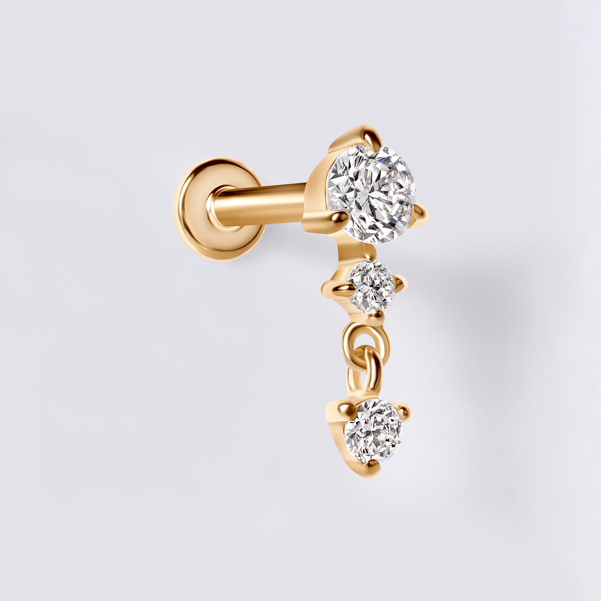 Round Diamond Prong Set Triple Drop Earrings