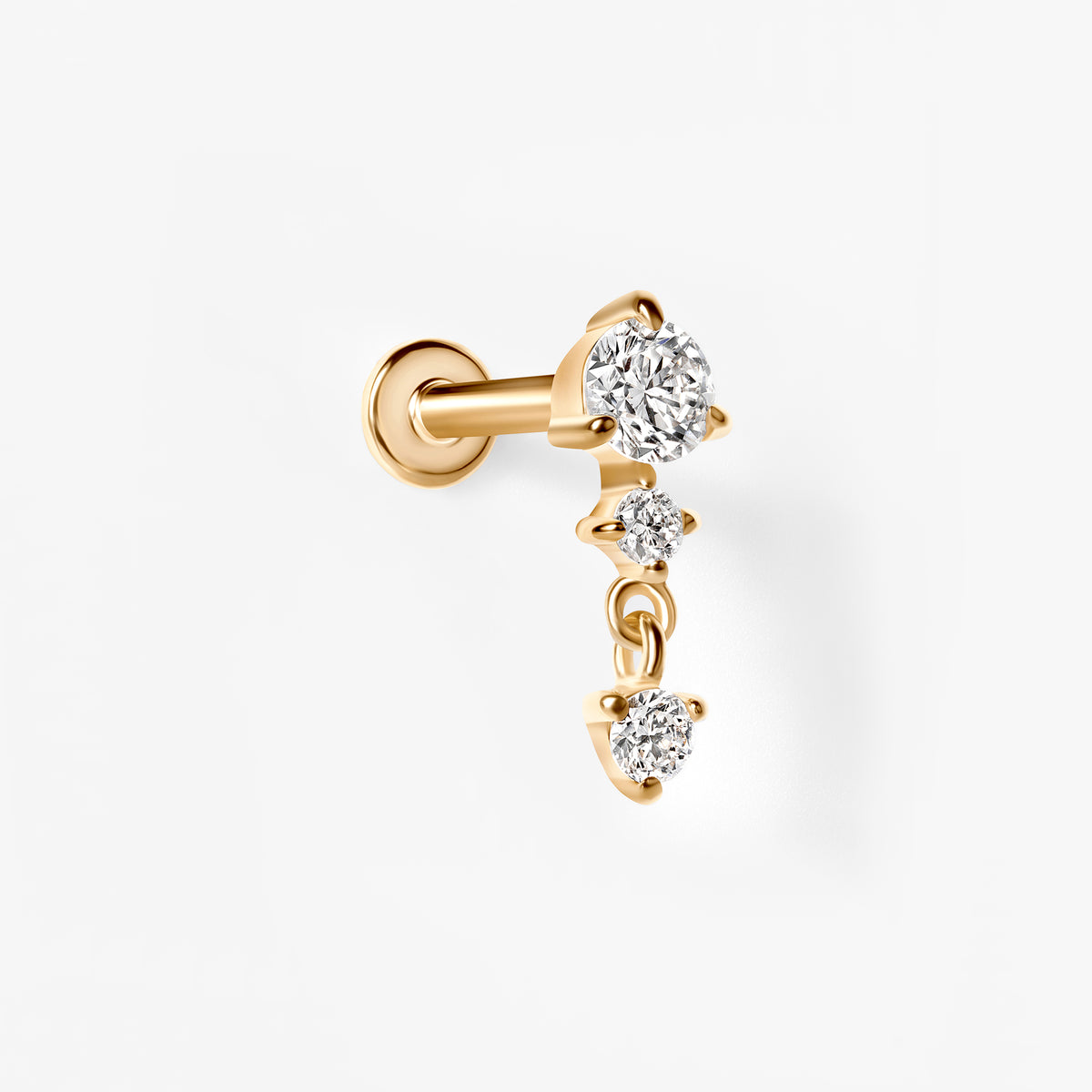 Round Diamond Prong Set Triple Drop Earrings