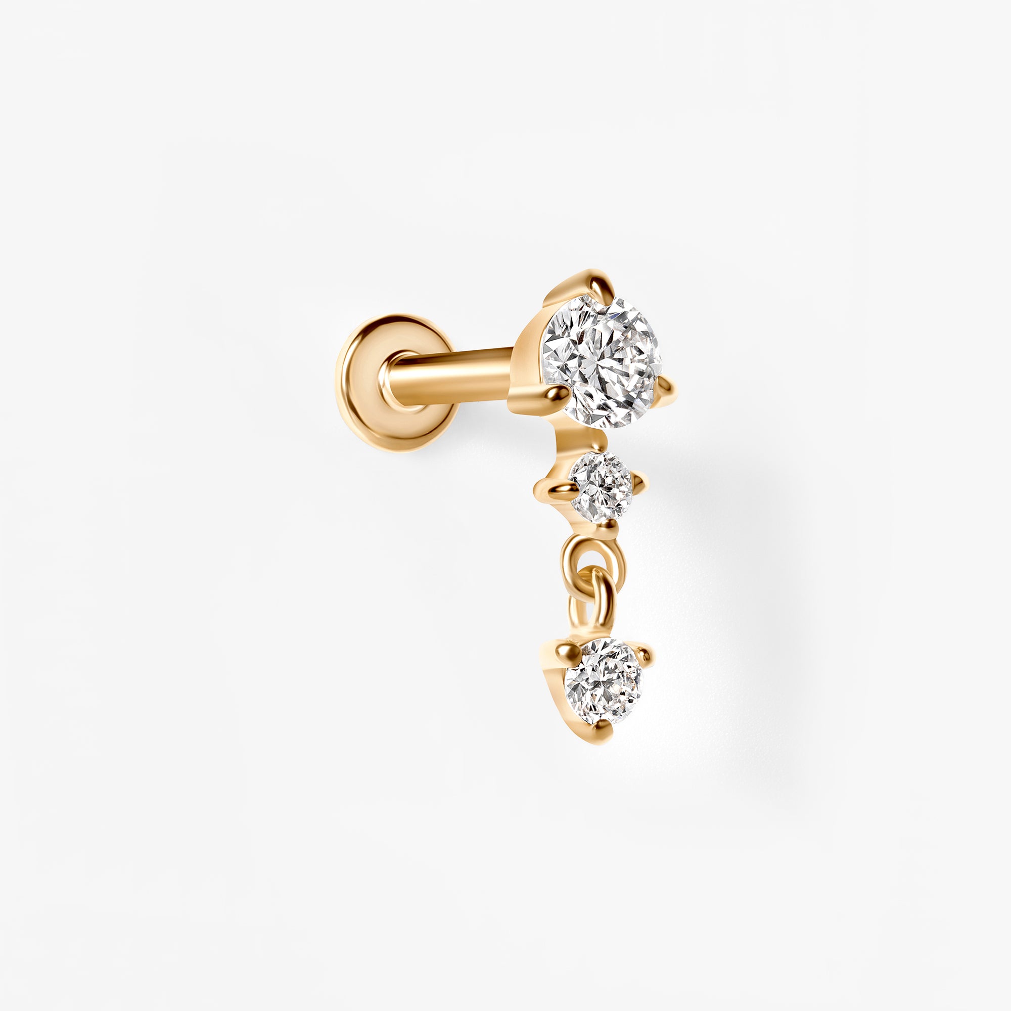 Round Diamond Prong Set Triple Drop Earrings