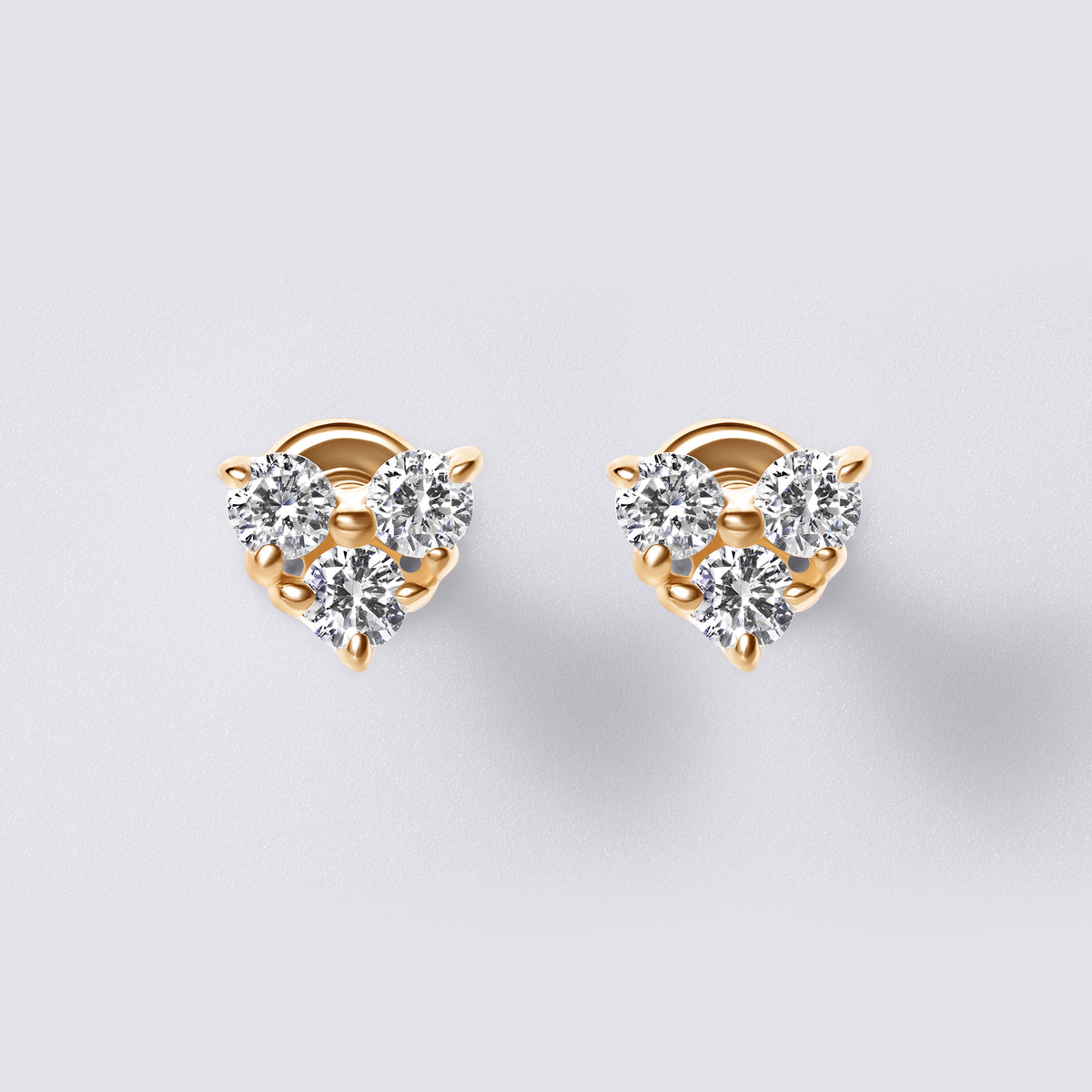 Round Diamond Trio Cluster Stud Earrings