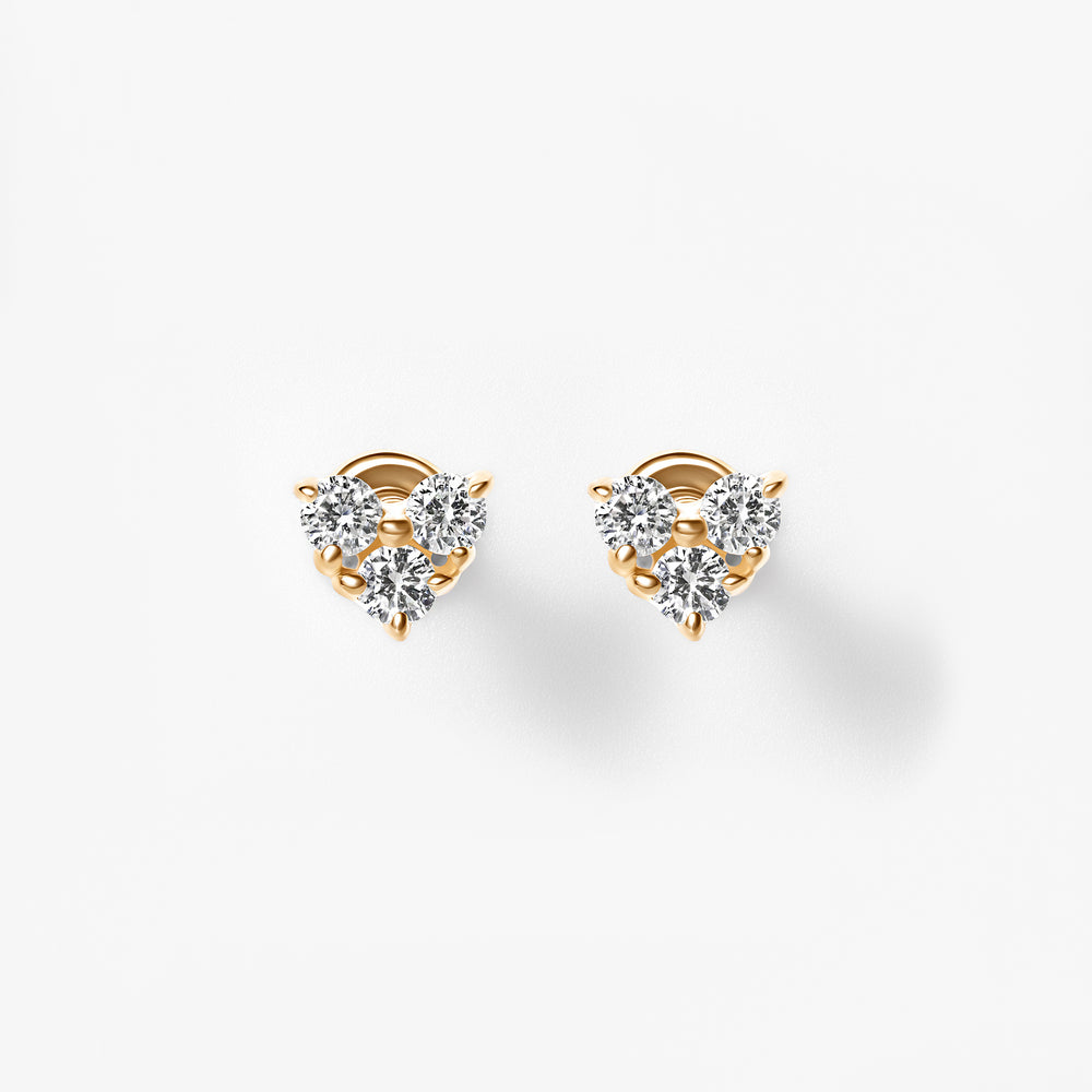 Round Diamond Cluster Flatback Earrings