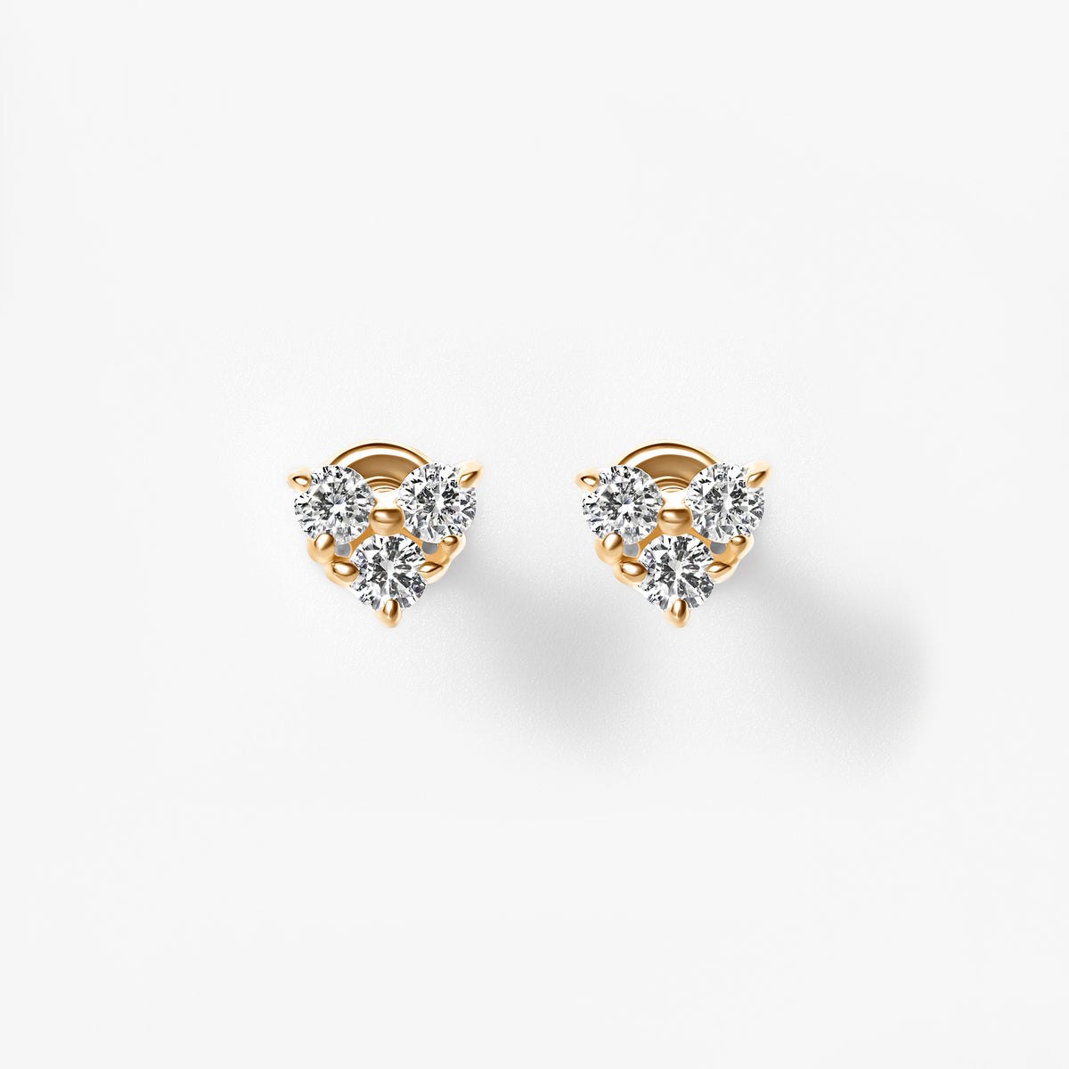 Round Diamond Trio Cluster Stud Earrings