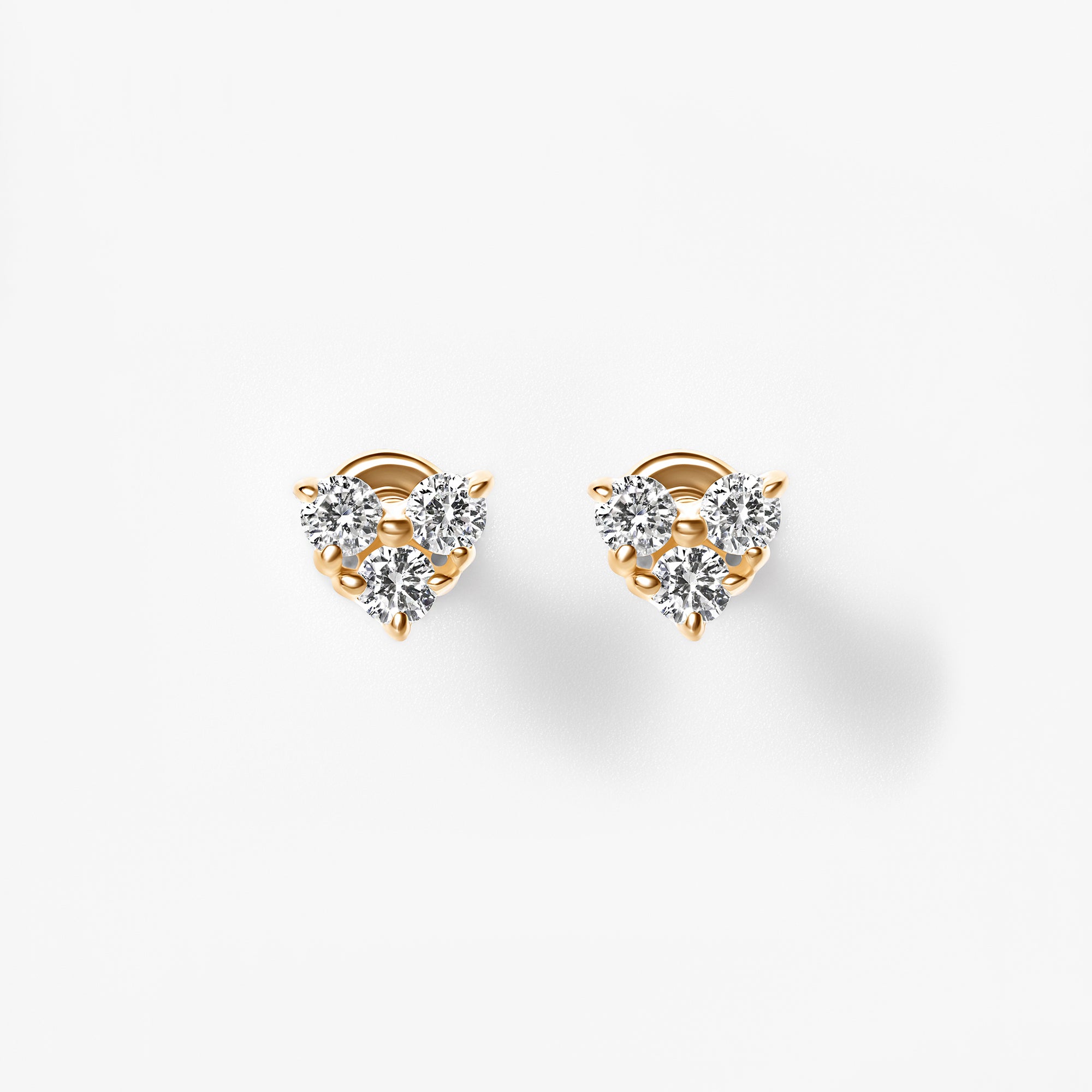 Round Diamond Trio Cluster Stud Earrings