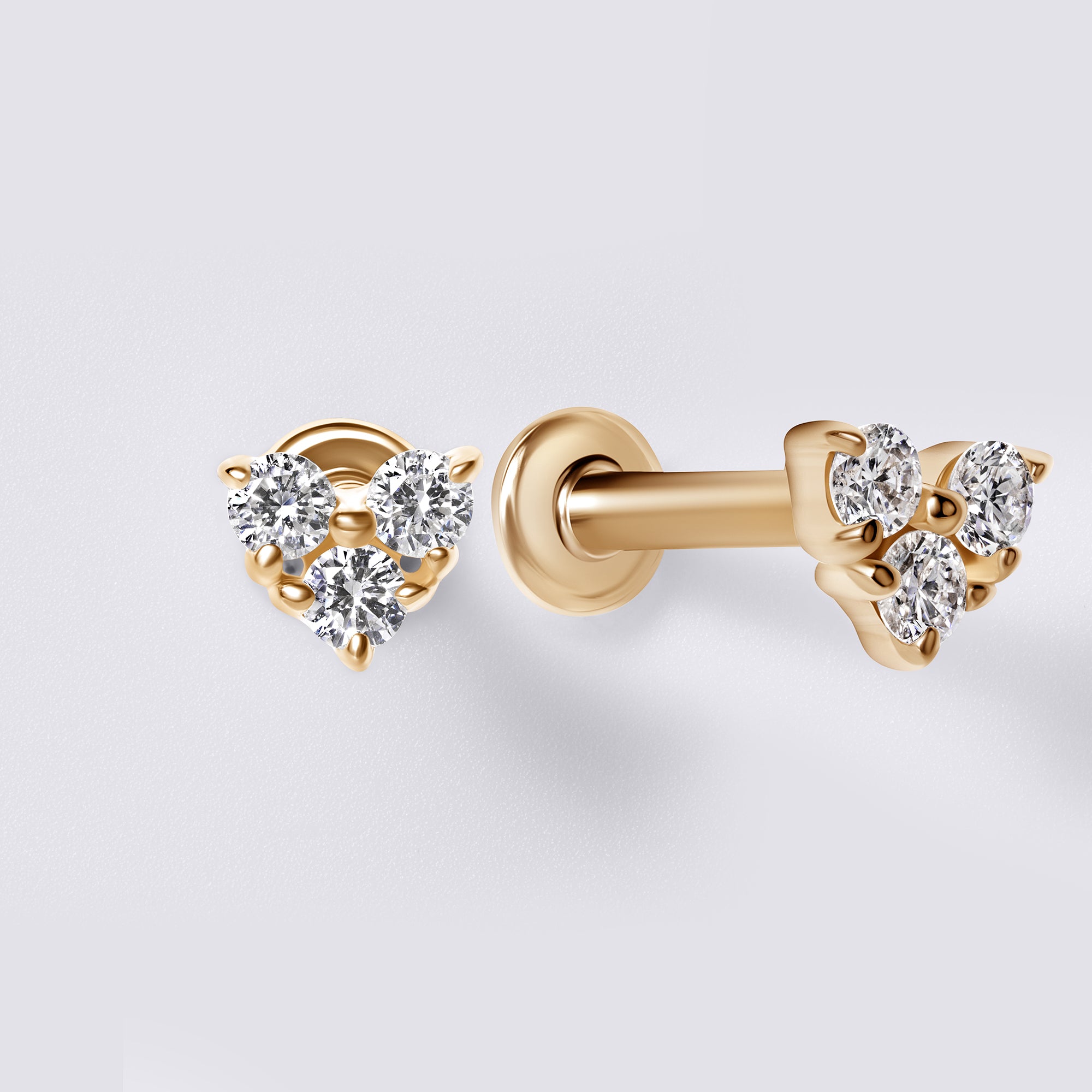 Round Diamond Trio Cluster Stud Earrings
