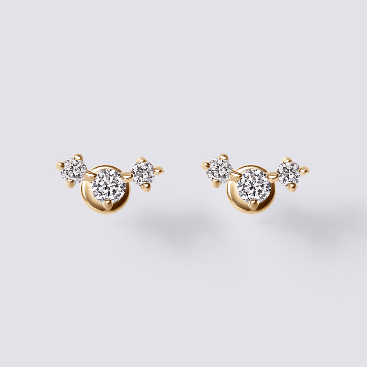 Round Diamond Trio Mini Crawler Stud Earrings