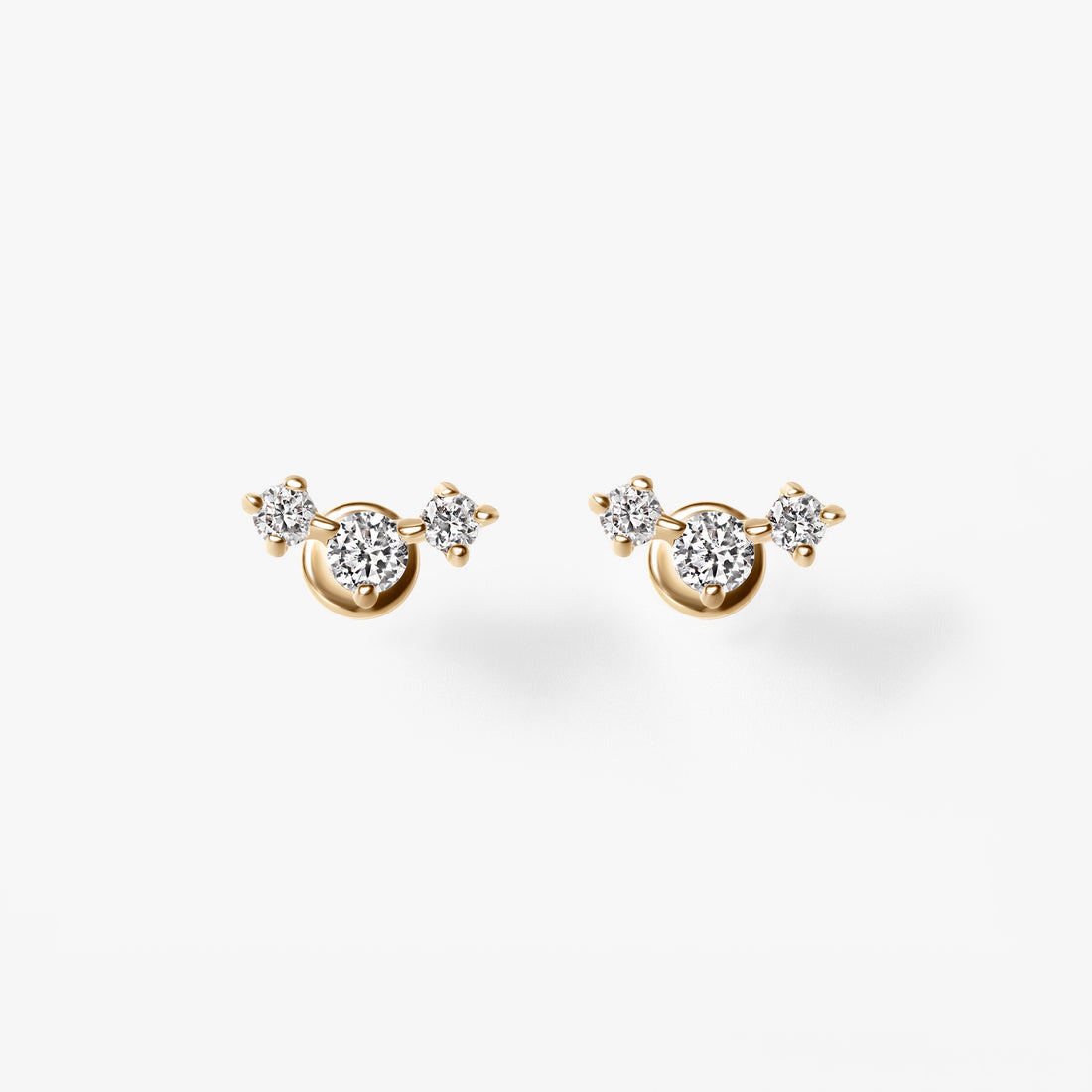 Round Diamond Mini Crawler Flatback Earrings