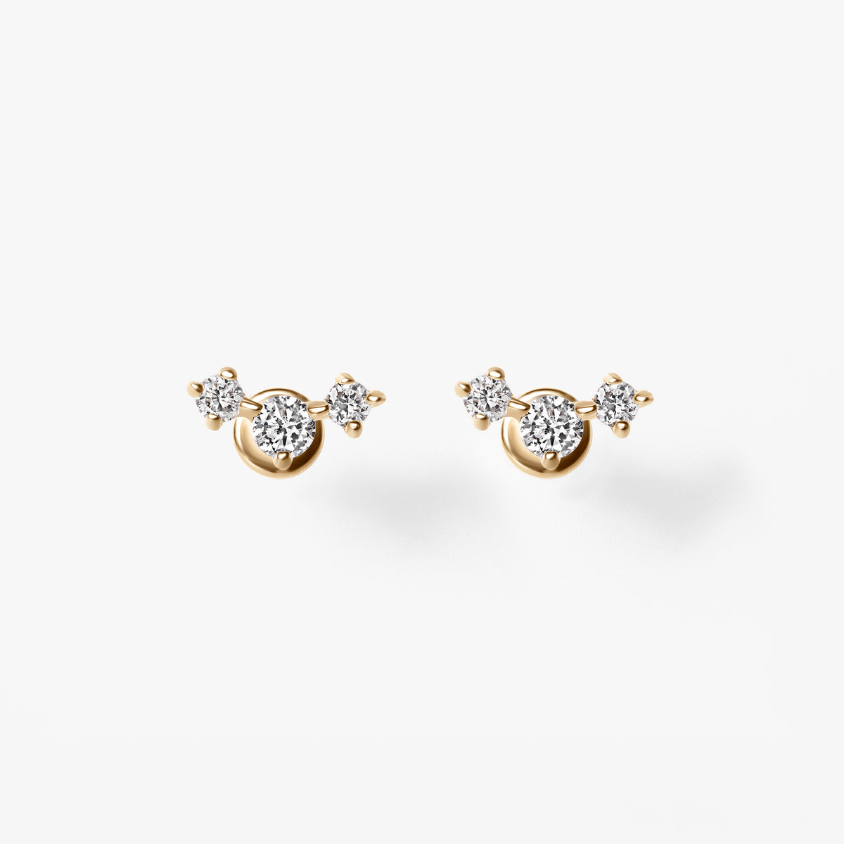 Round Diamond Trio Mini Crawler Stud Earrings