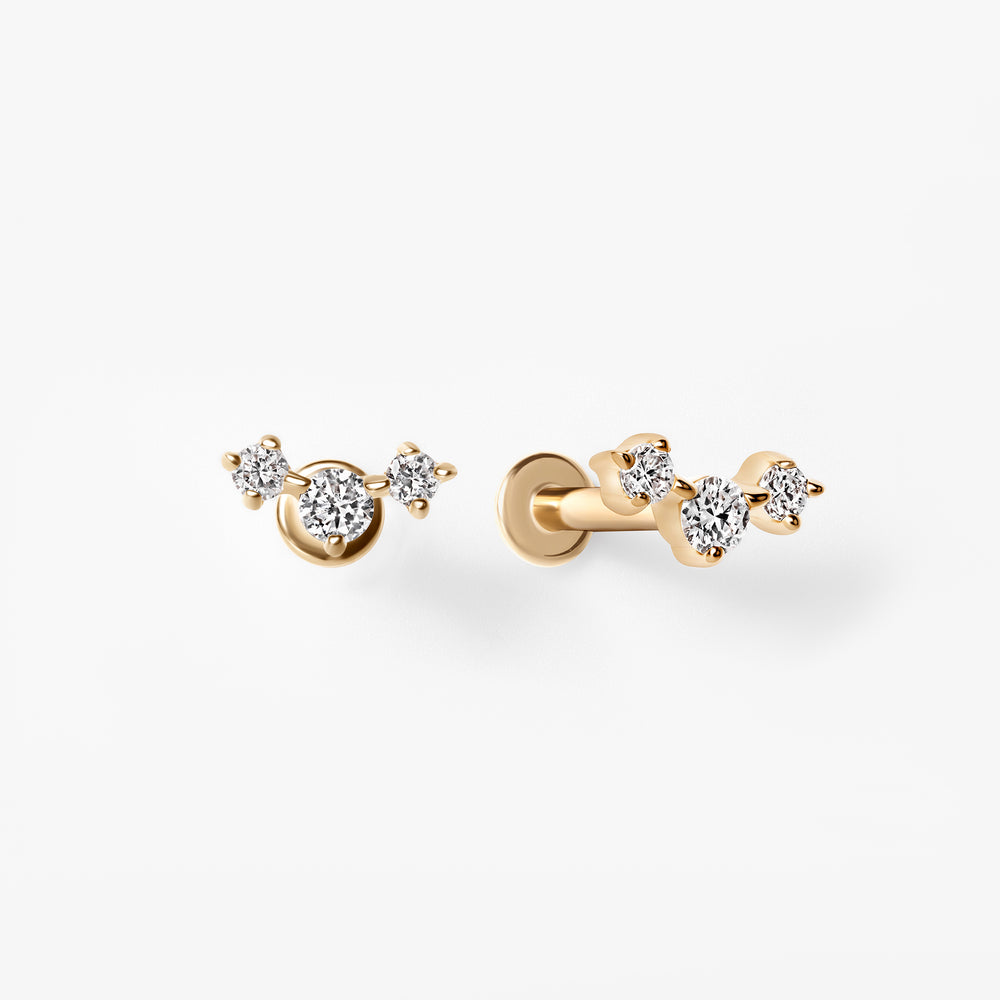 Round Diamond Mini Crawler Flatback Earrings