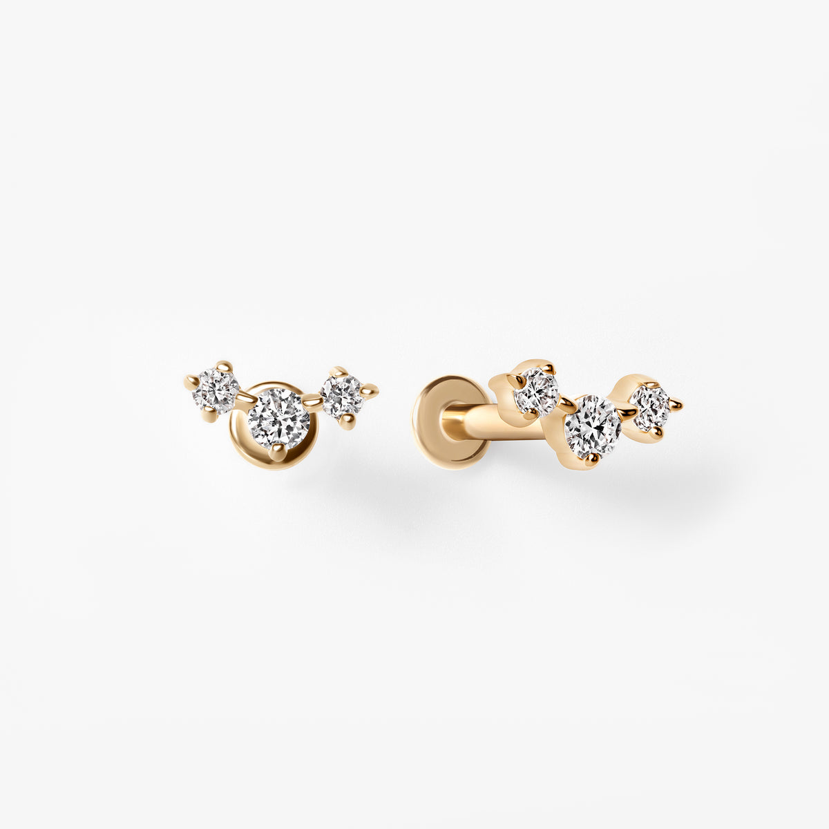 Round Diamond Trio Mini Crawler Stud Earrings