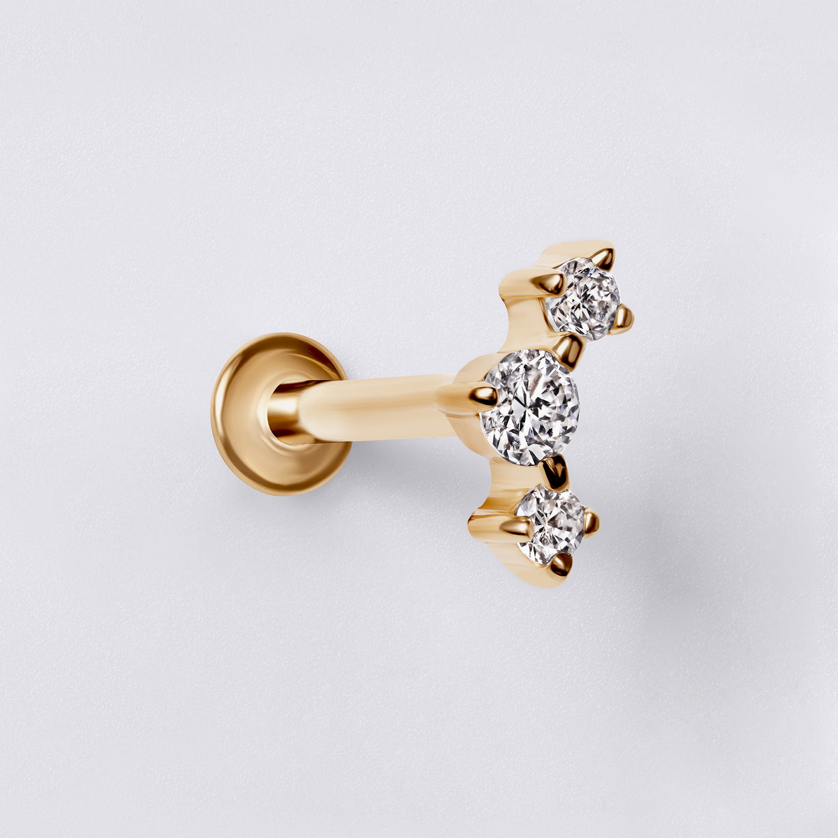 Round Diamond Trio Mini Crawler Stud Earrings