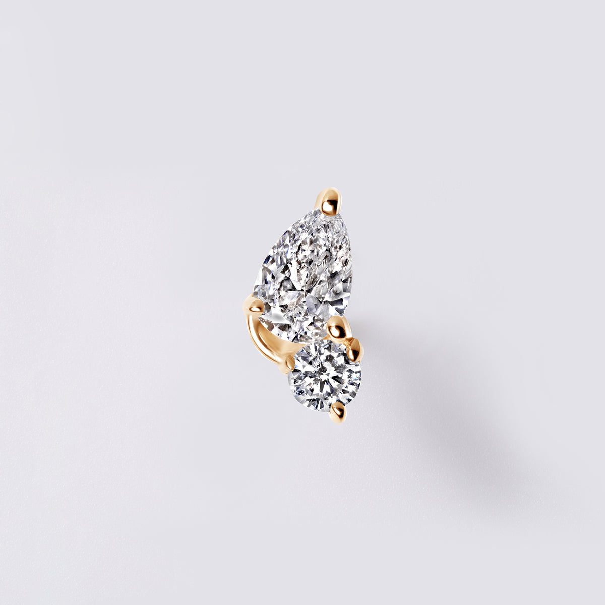 Pear & Round Diamond Mini Crawler Stud Earrings