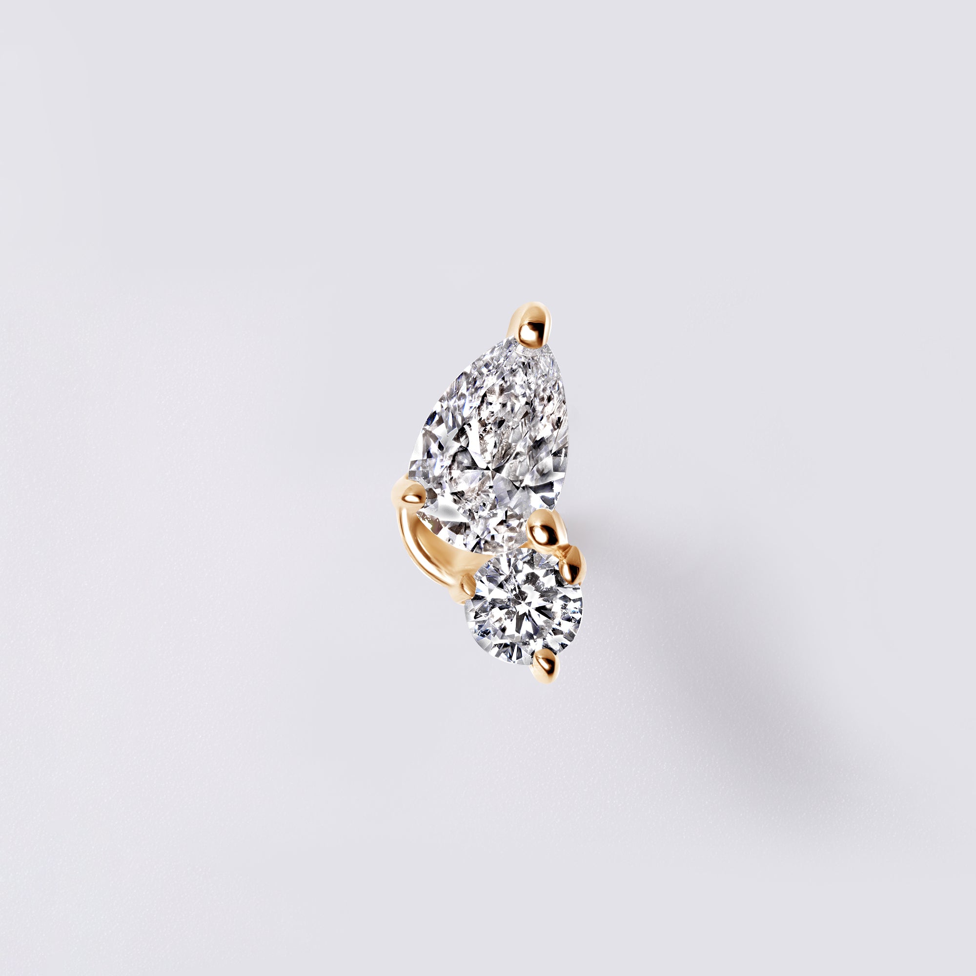 Pear & Round Diamond Mini Crawler Stud Earrings