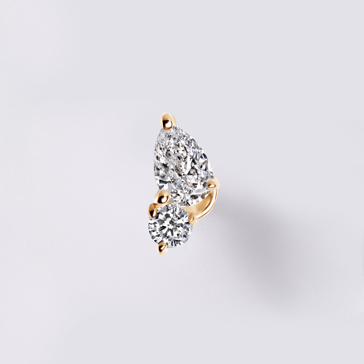Pear & Round Diamond Mini Crawler Stud Earrings