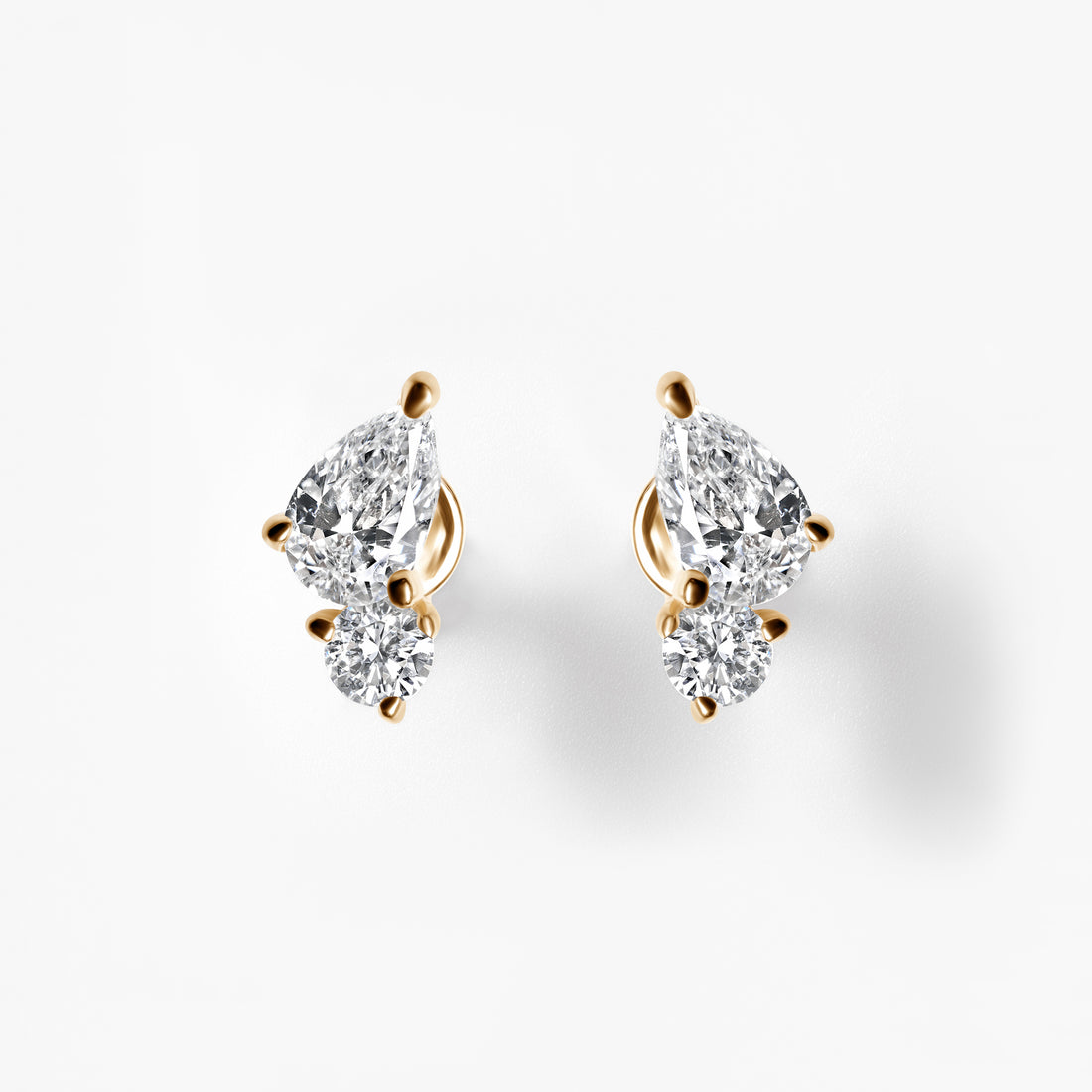 Pear and Round Diamond Mini Crawler Flatback Earrings