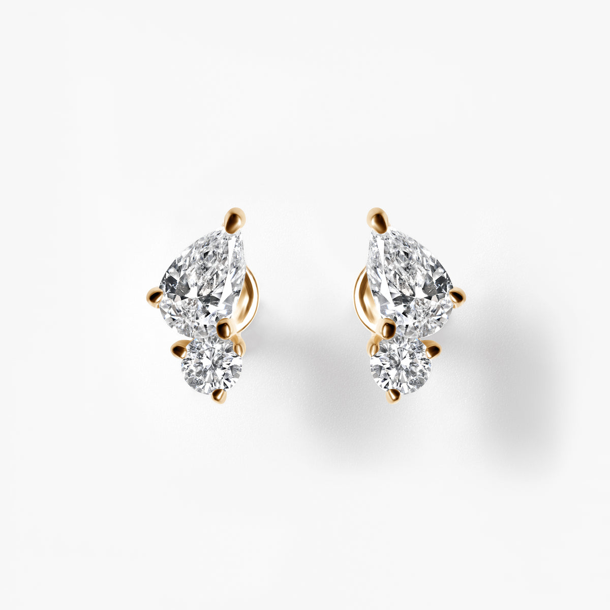 Pear & Round Diamond Mini Crawler Stud Earrings