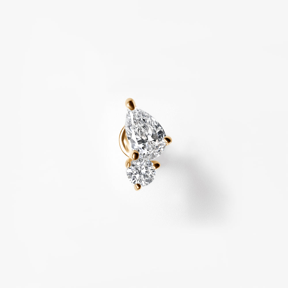 Pear and Round Diamond Mini Crawler Flatback Earrings