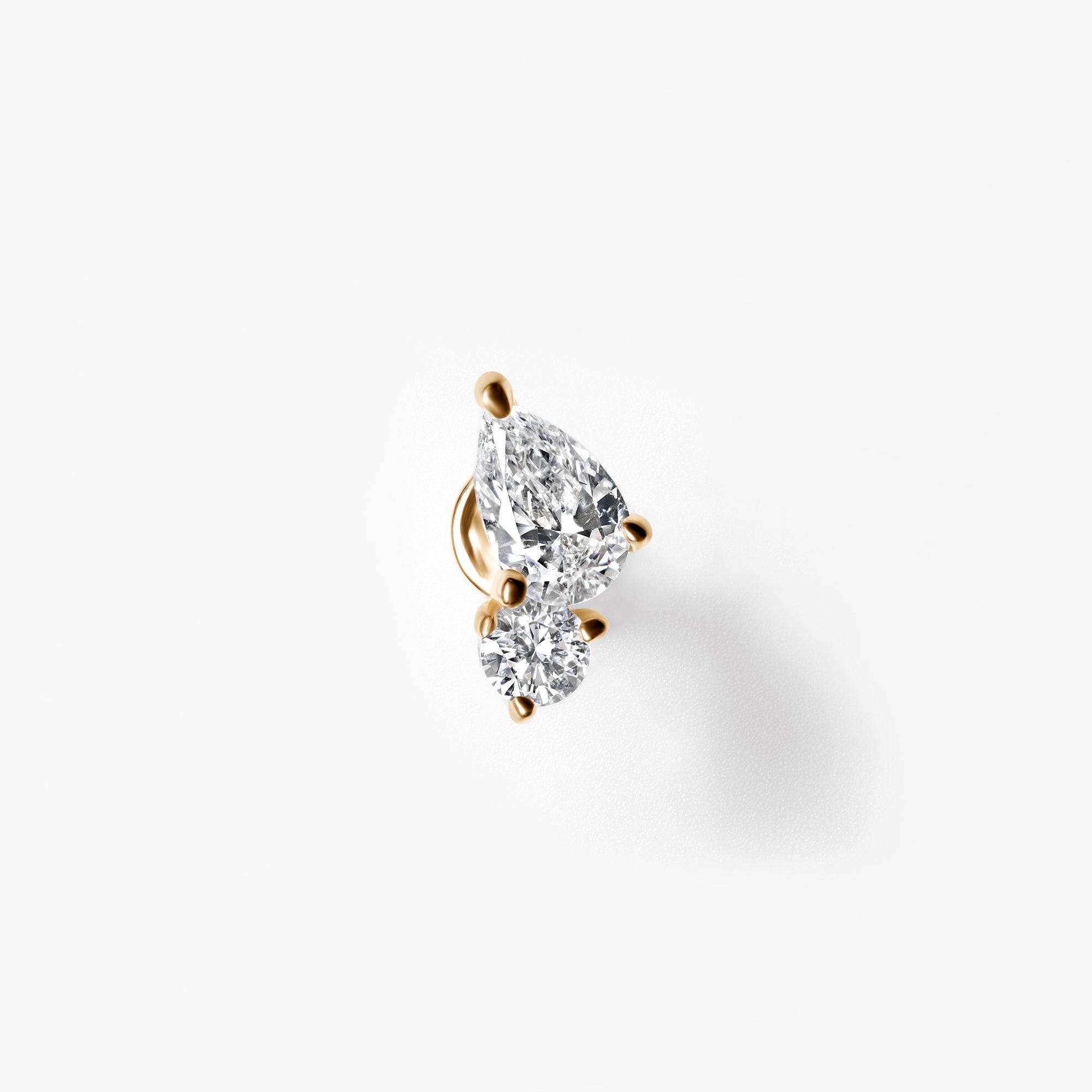 Pear & Round Diamond Mini Crawler Stud Earrings