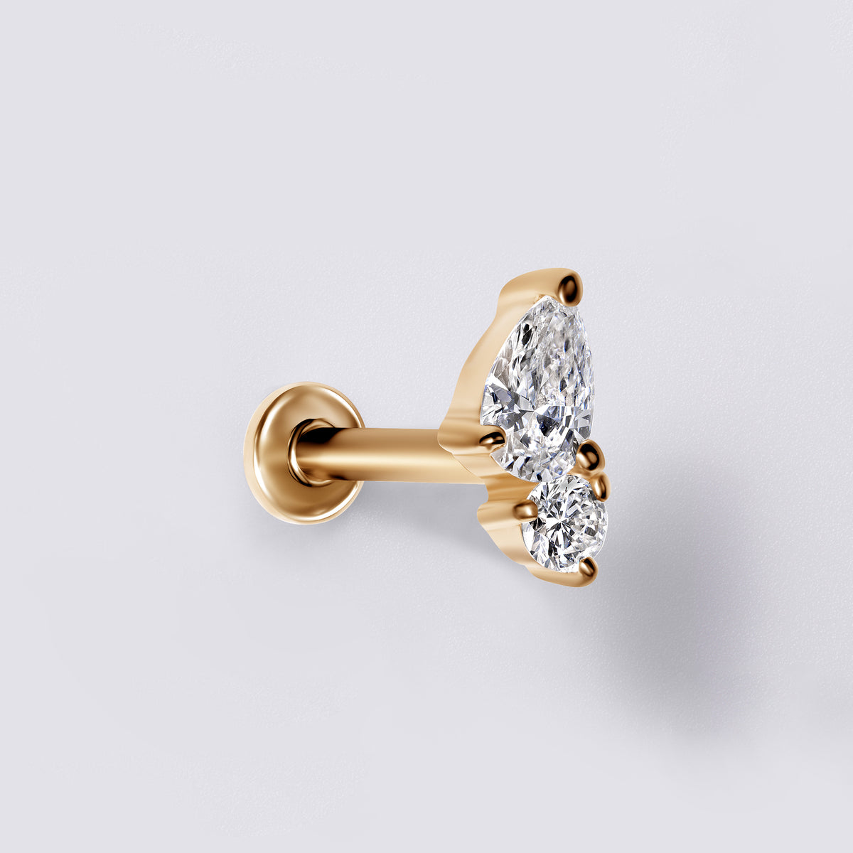 Pear & Round Diamond Mini Crawler Stud Earrings